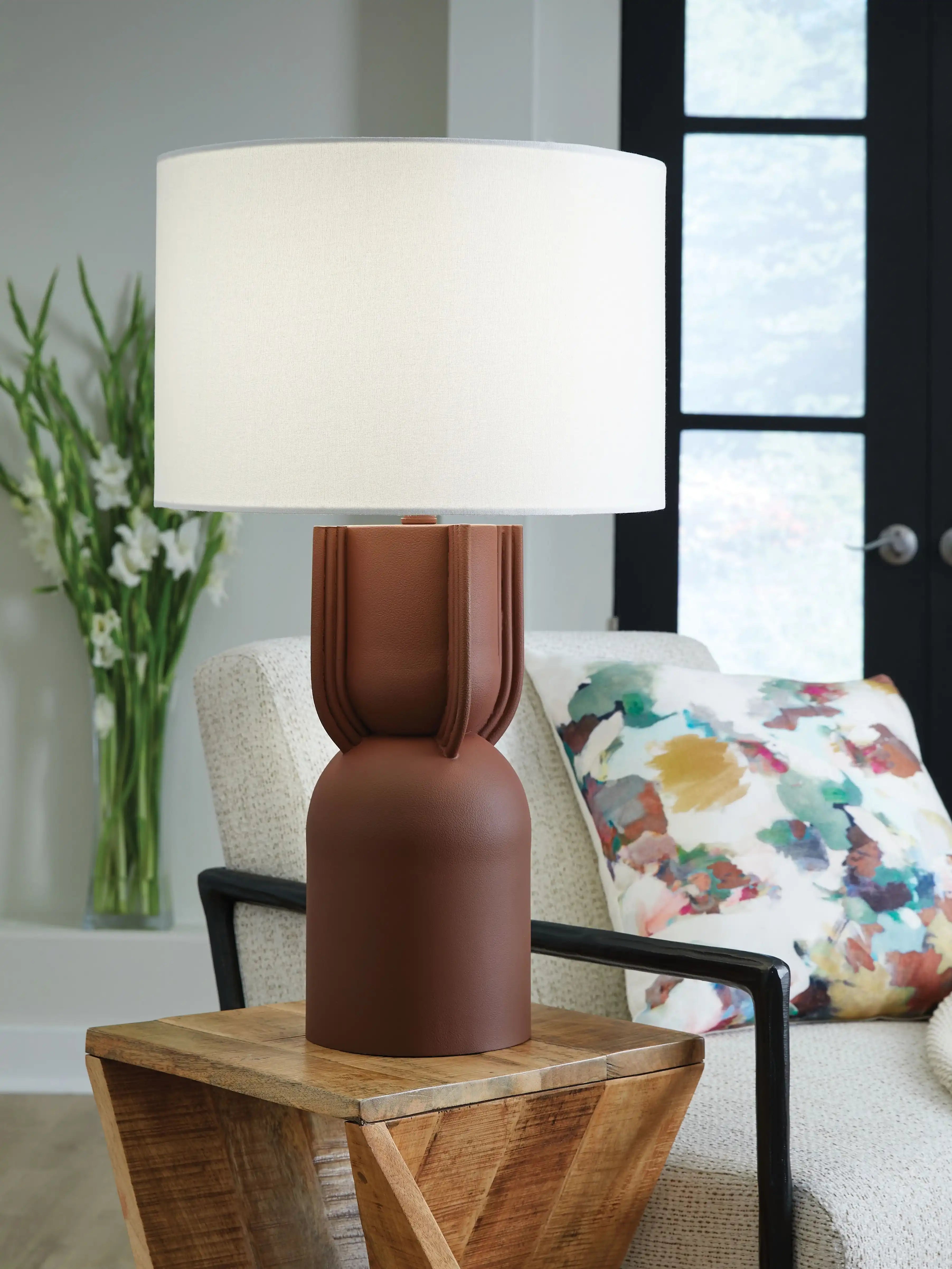 Rowandale - Metal Table Lamp - Brick Red - Best Buy Furniture