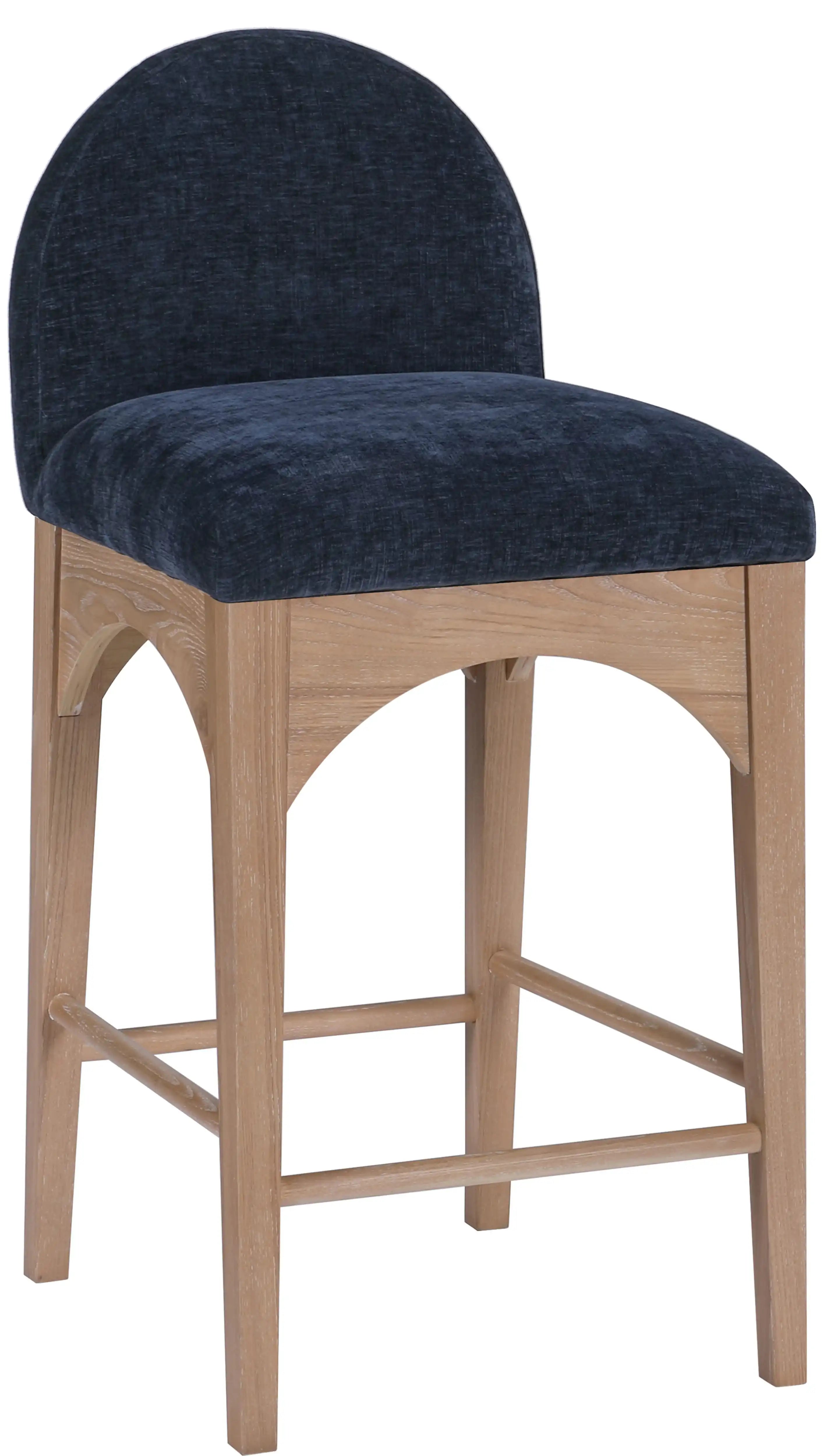Waldorf - Chenille Stool With Natural Legs - Best Buy Furniture