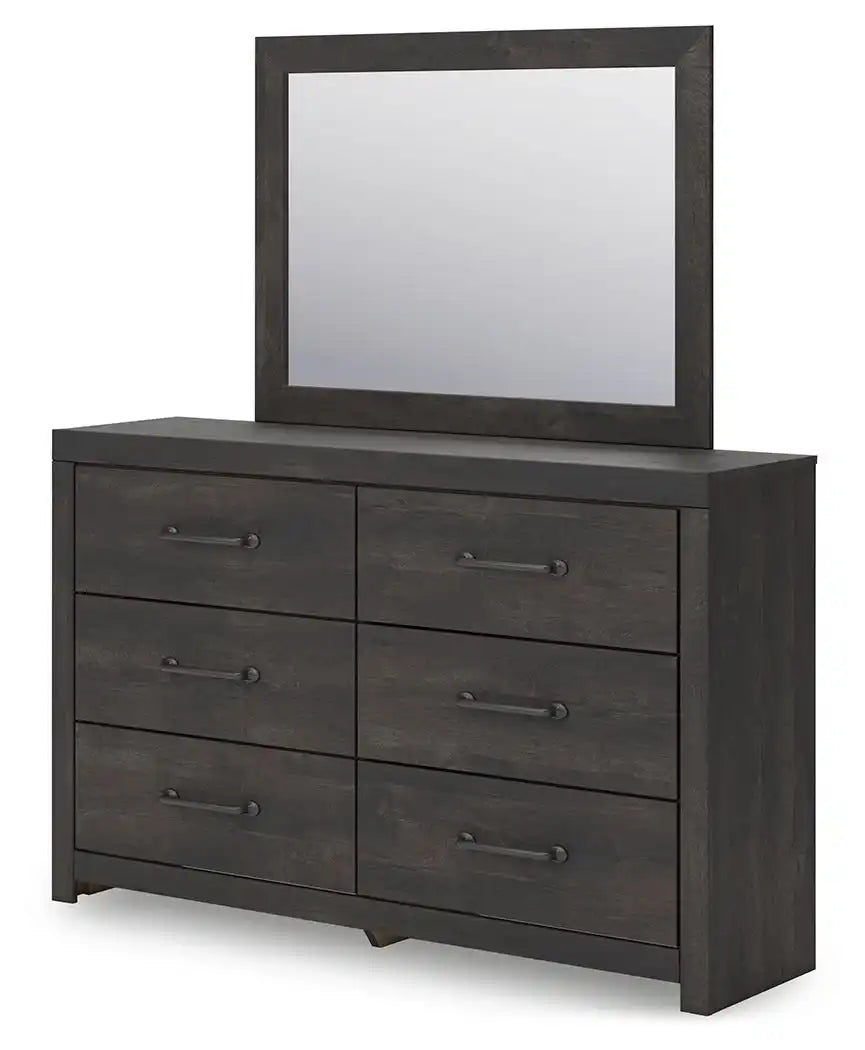 Hollivern - Dresser And Mirror - Dark Gray - Best Buy Furniture