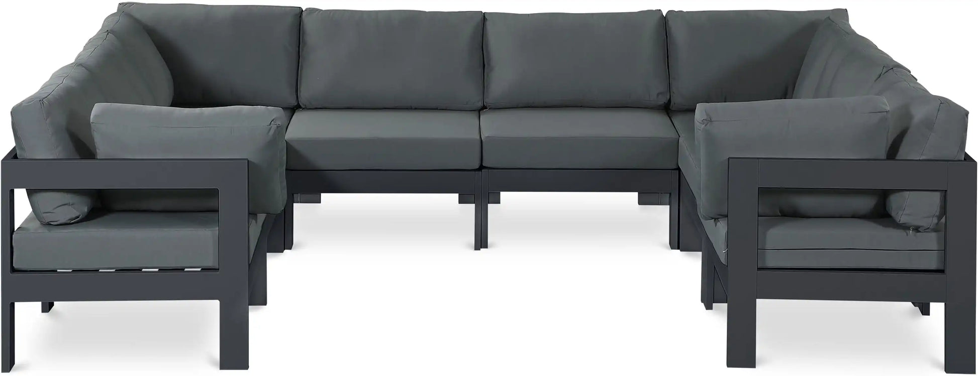 Nizuc - Outdoor Patio 8 Piece Modular Sectional With Gray Frame - Best Buy Furniture