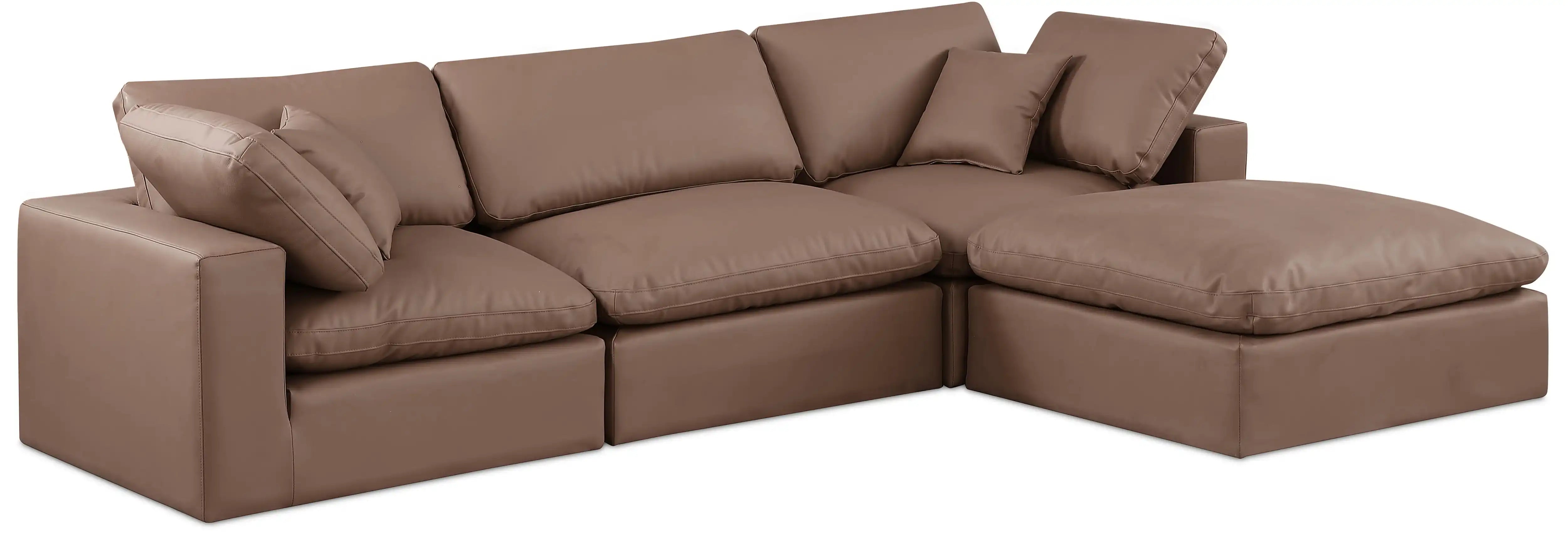 Comfy - 4 Piece Faux Leather Modular Sectional With Chaise - Best Buy Furniture