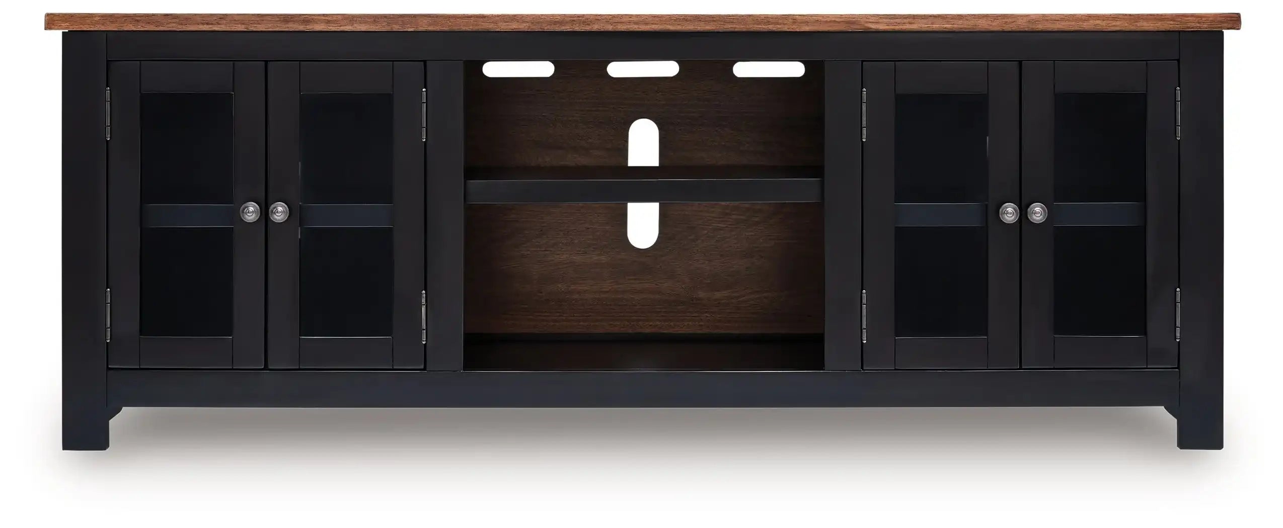 Wildenauer - XL TV Stand With Fireplace Option - Brown / Black - Best Buy Furniture