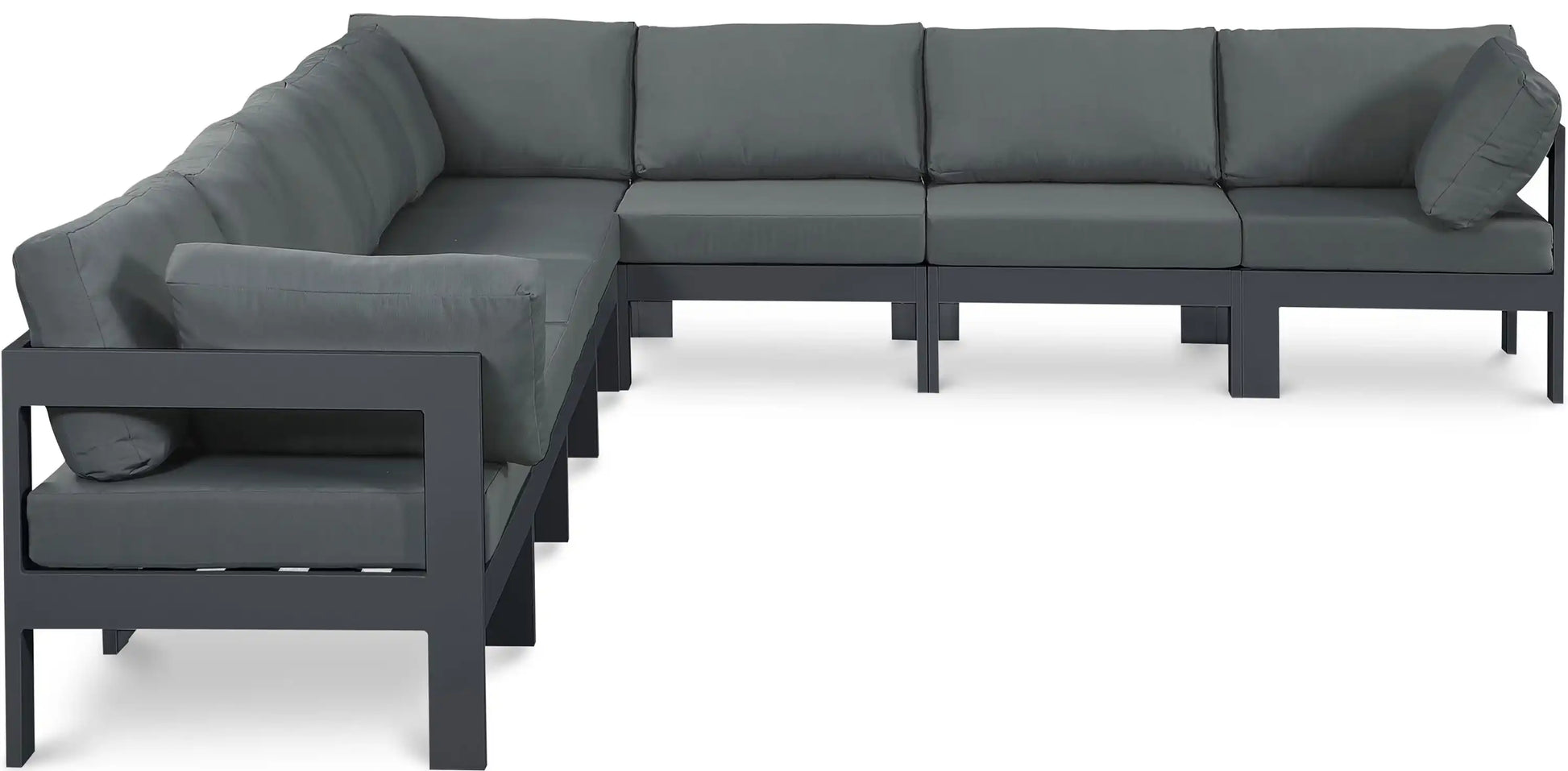 Nizuc - Outdoor Patio 8 Piece Modular Sectional With Gray Frame - Best Buy Furniture