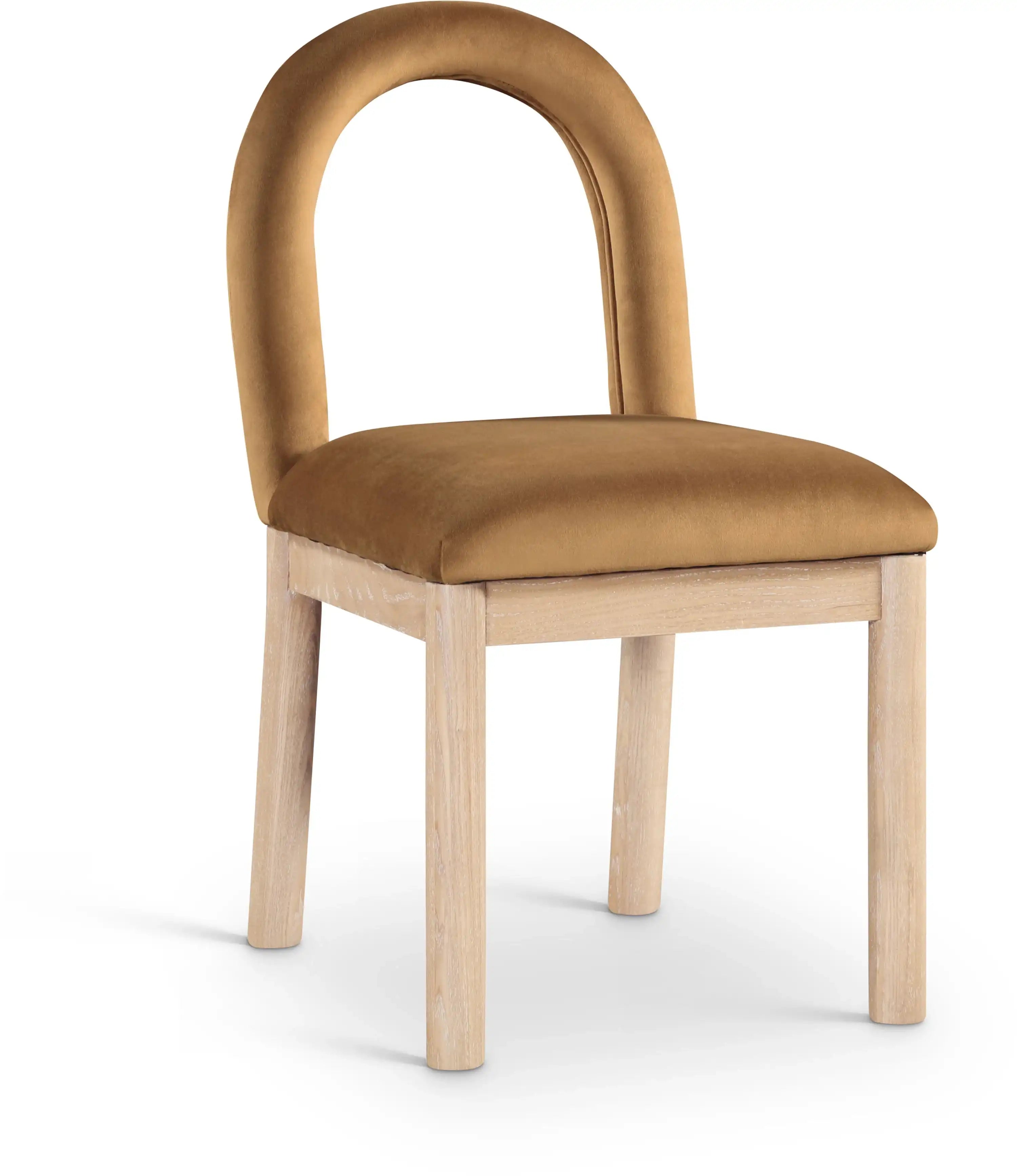 Conrad - Velvet Dining Chair With Natural Legs - Saddle - Best Buy Furniture