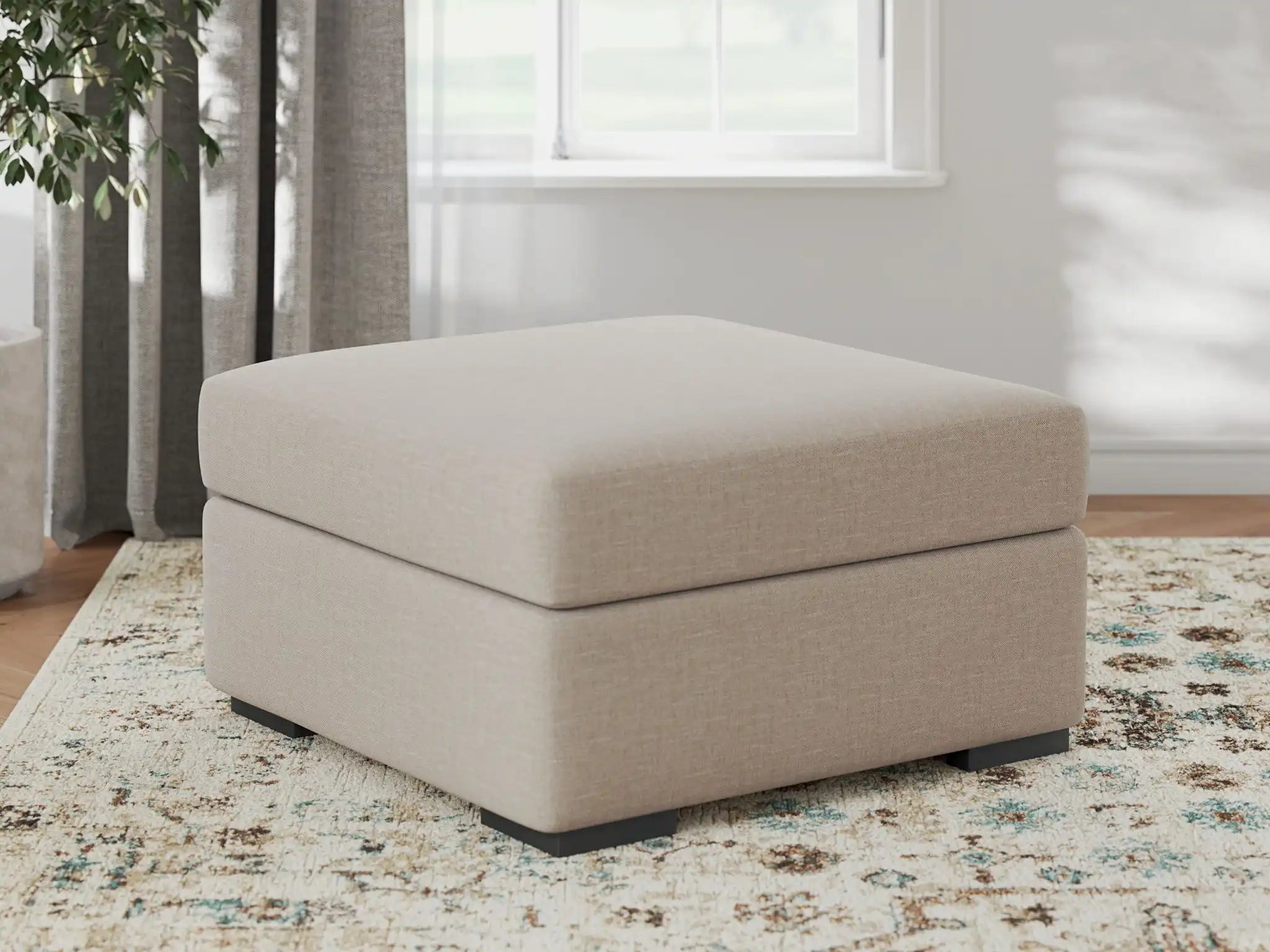 LadyMae - Oversized Accent Ottoman - Twill - Best Buy Furniture
