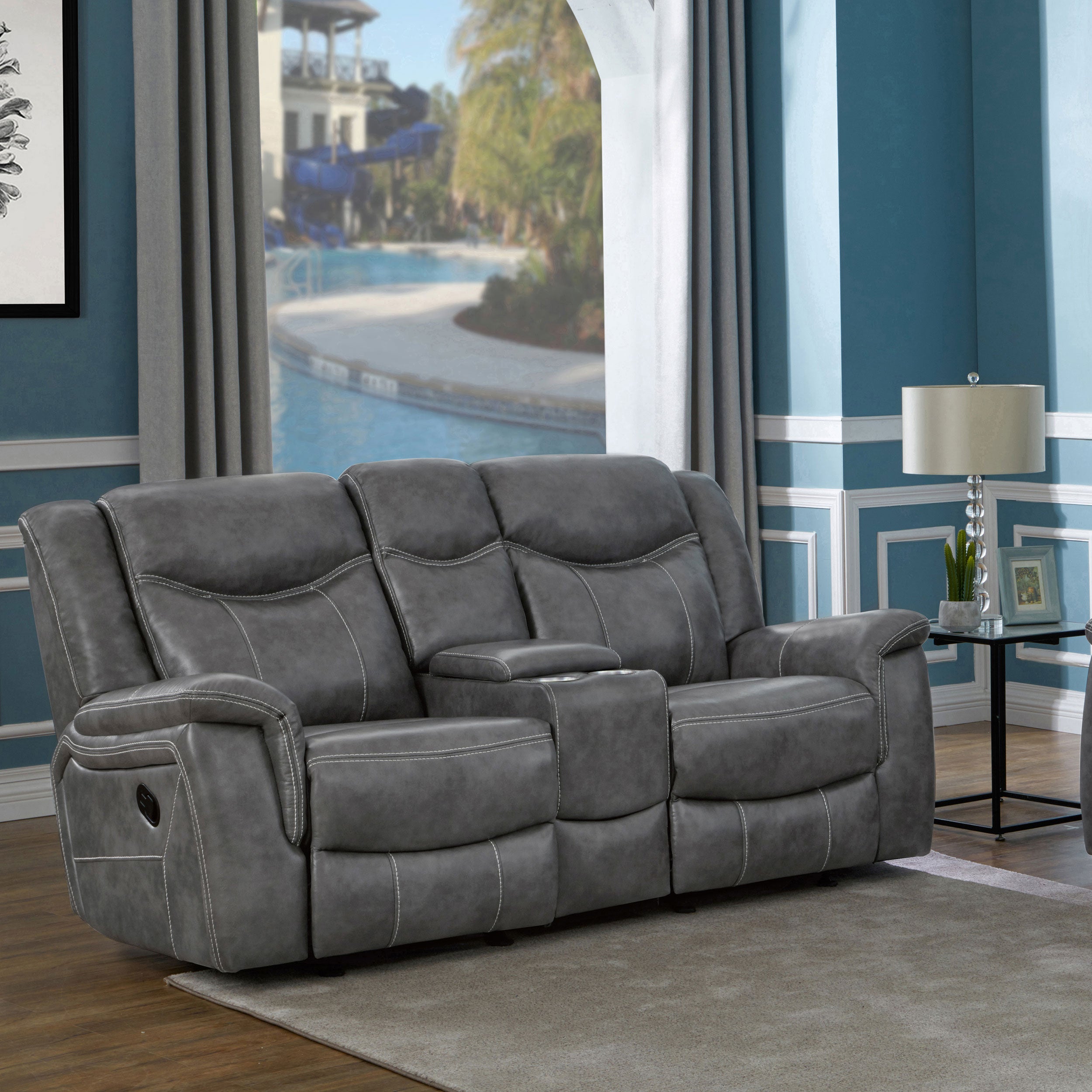 Conrad Upholstered Padded Arm Glider Loveseat Grey-CoasterEveryday