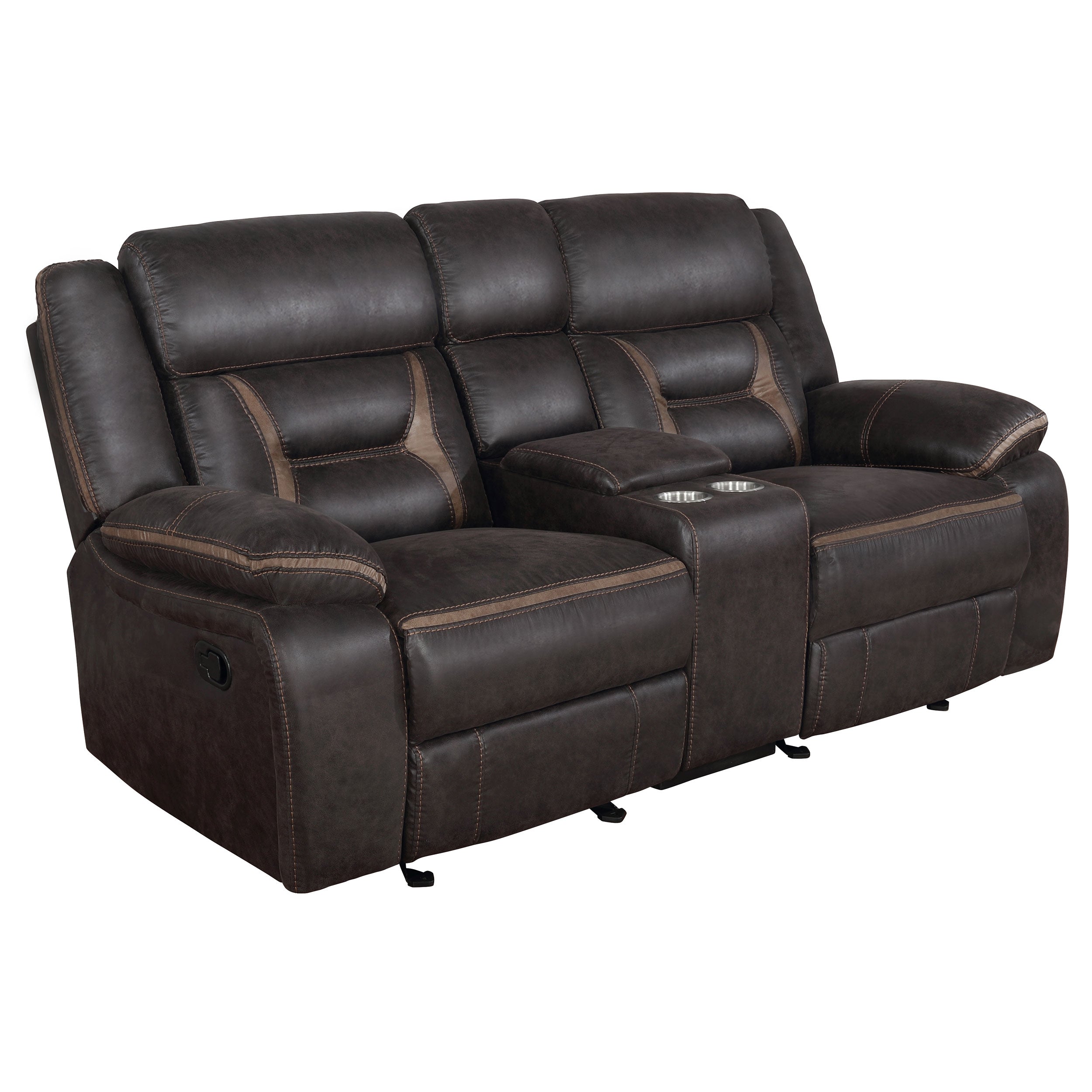 Greer Upholstered Motion Reclining Loveseat Brown-CoasterEveryday