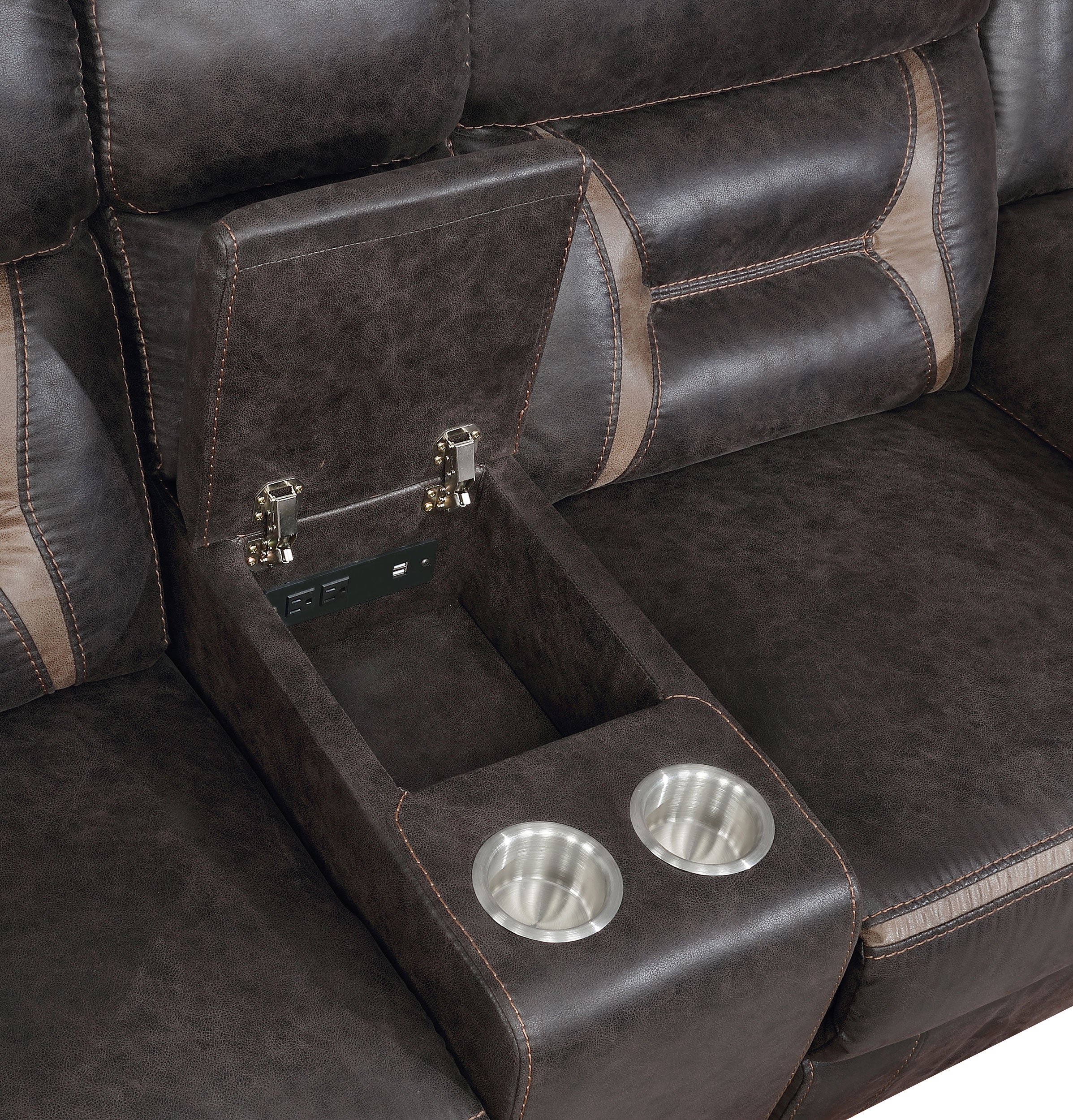 Greer Upholstered Motion Reclining Loveseat Brown-CoasterEveryday