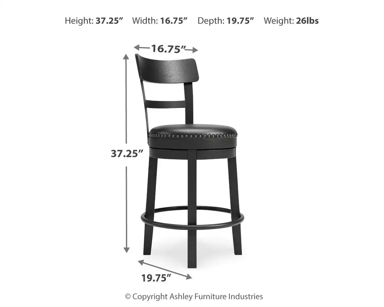 Valebeck - Full Back Swivel Stool - Best Buy Furniture