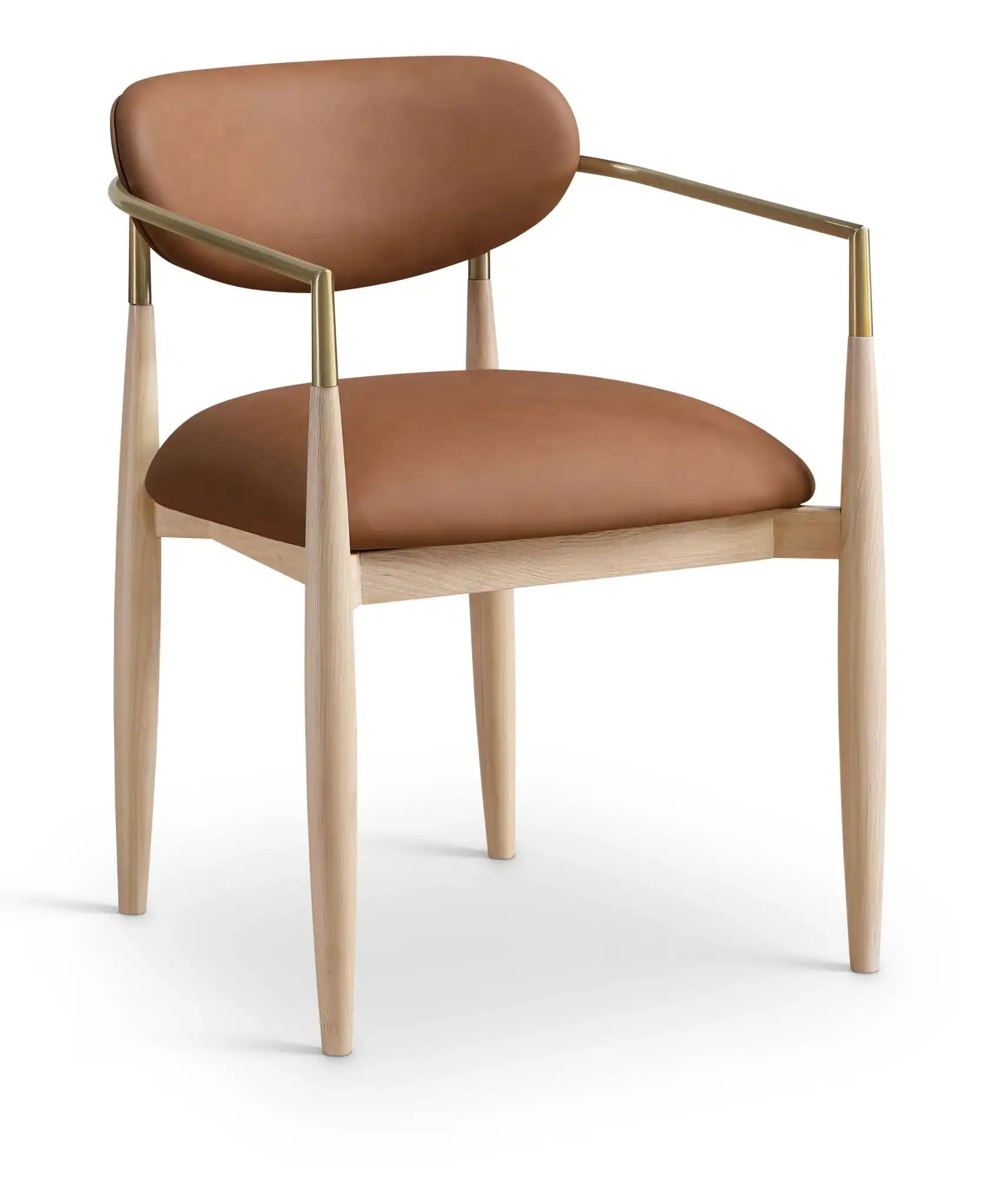 Riccio - Dining Arm Chair (Set of 2) - Natural And Gold Frame - Best Buy Furniture