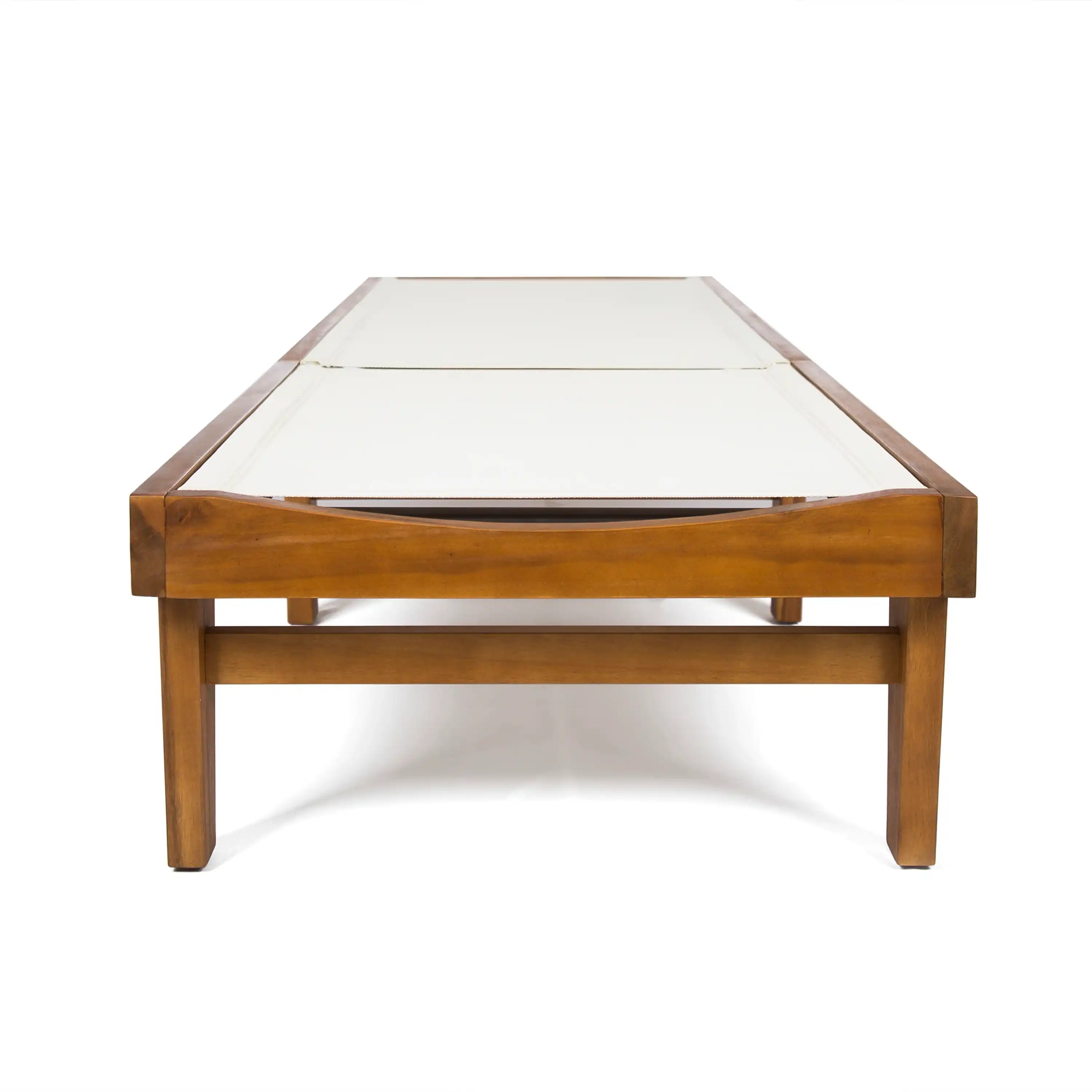 Outdoor Chaise Lounge with Acacia Wood Frame, White and Teak - Best Buy Furniture