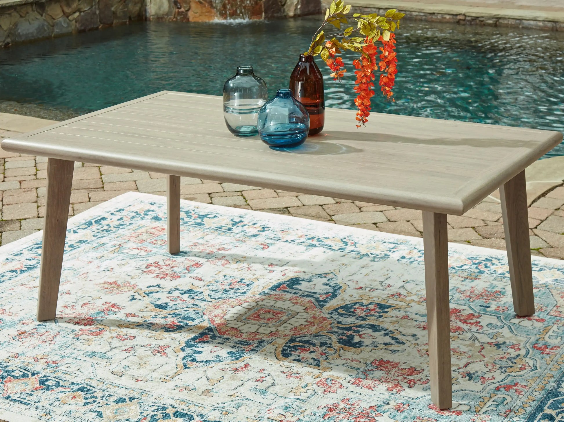 Cliff Trails - Rectangle Dining Table With Umbrella Option - Beige - Best Buy Furniture