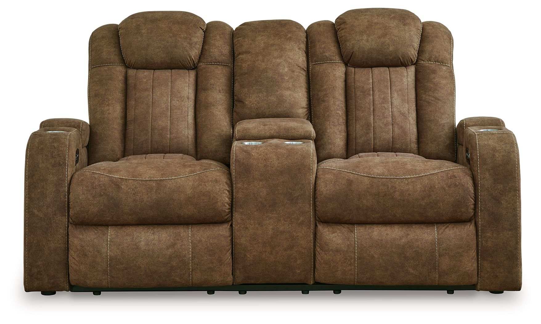 Wolfridge - Power Reclining Loveseat With Console /Adj Hdrst - Brindle - Best Buy Furniture