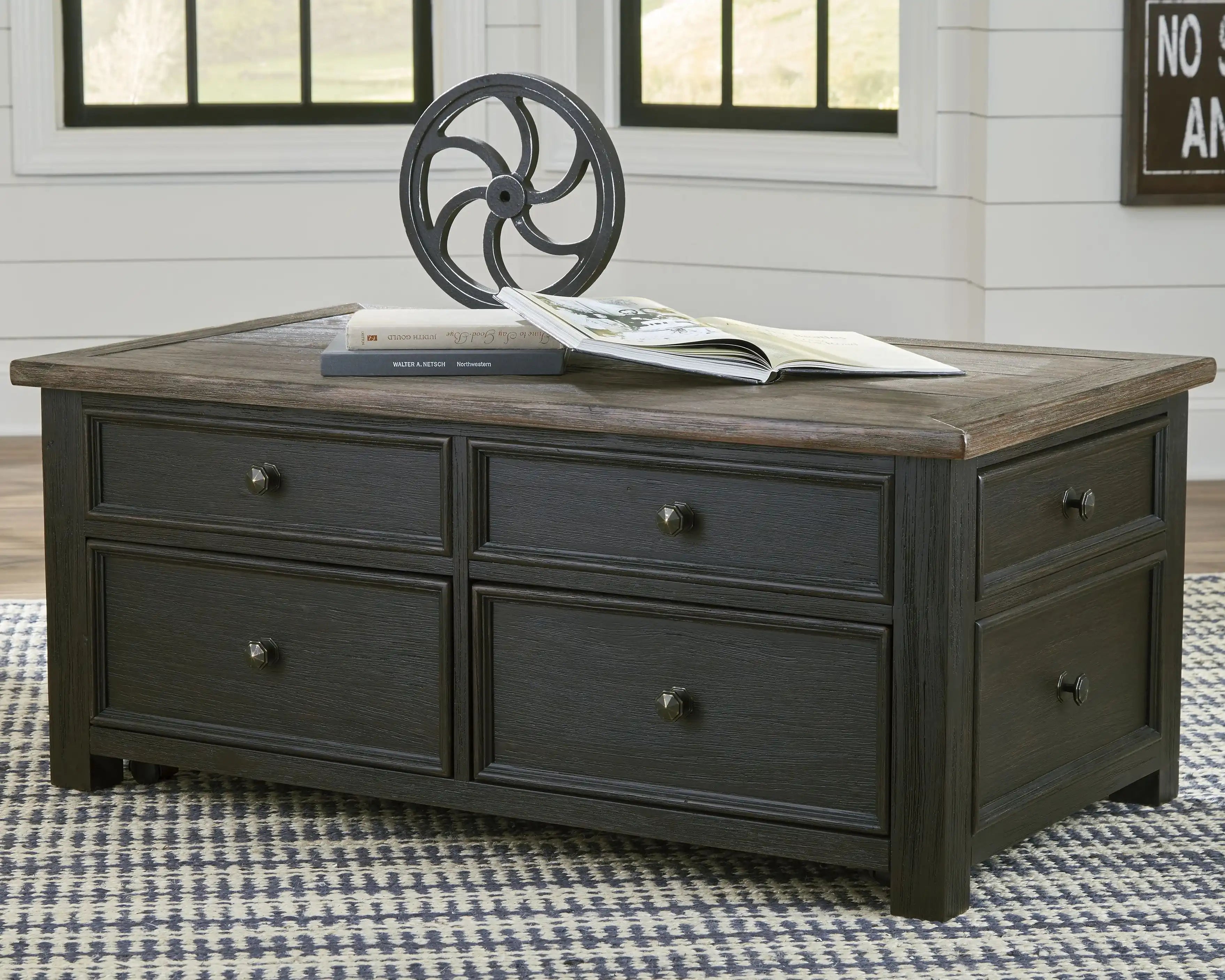 Tyler Creek - Lift Top Cocktail Table - Grayish Brown / Black - Best Buy Furniture