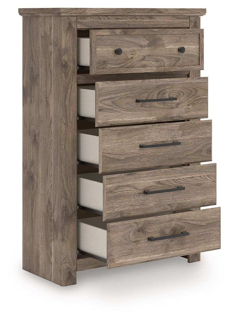 Rusticott - Five Drawer Chest - Brown - Best Buy Furniture