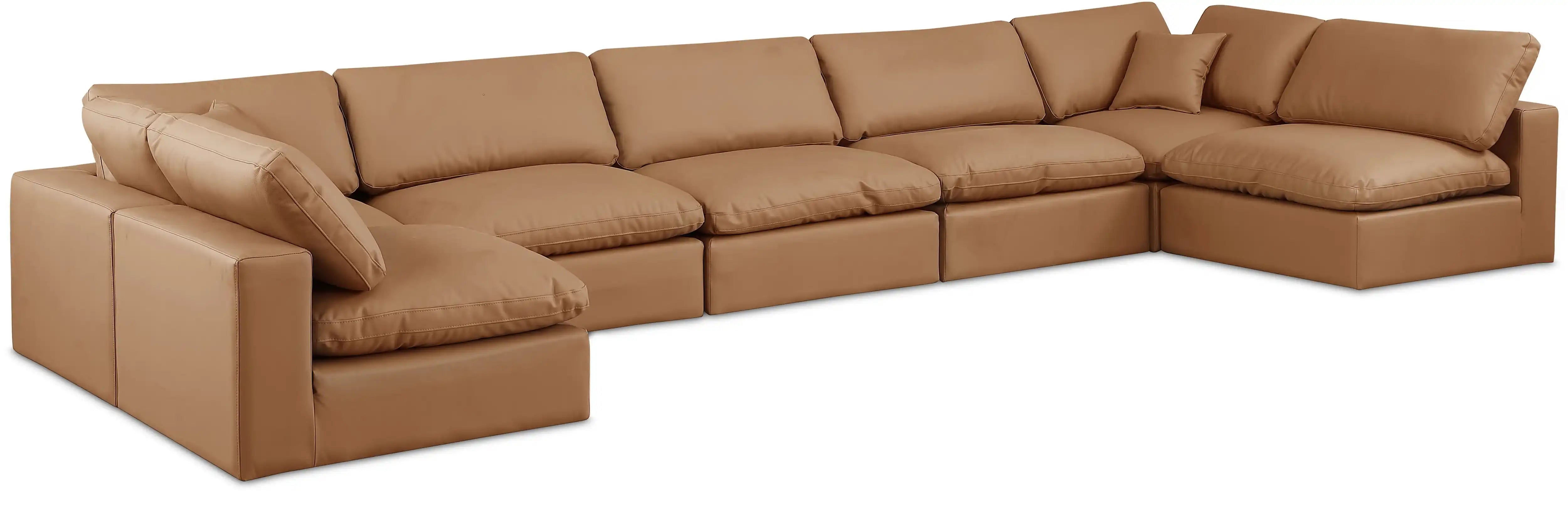 Comfy - 7 Piece Faux Leather Modular Armless Sectional - Best Buy Furniture