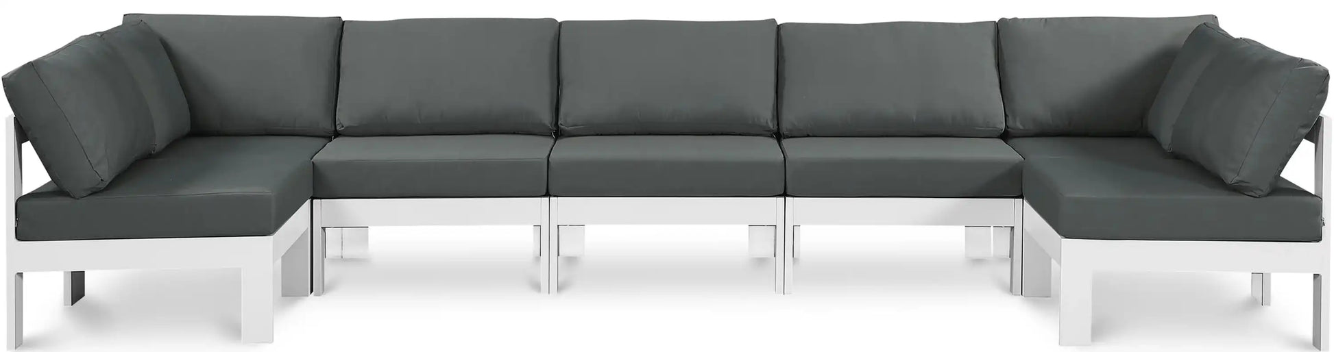Nizuc - Outdoor Patio 7 Piece Modular Sectional With White Frame - Best Buy Furniture