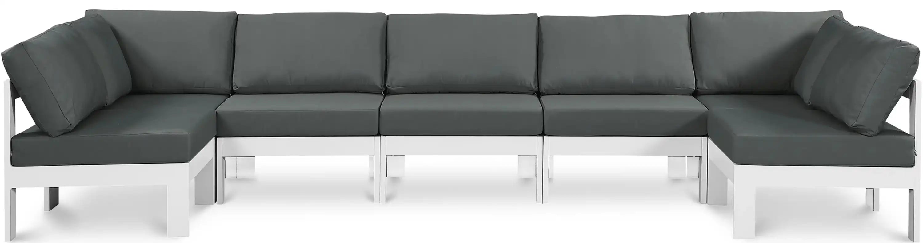 Nizuc - Outdoor Patio 7 Piece Modular Sectional With White Frame - Best Buy Furniture