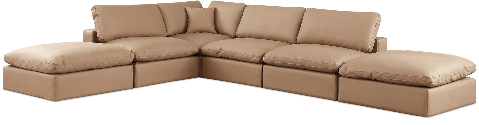 Comfy - 6 Piece Faux Leather Modular Sectional - Tan - Best Buy Furniture