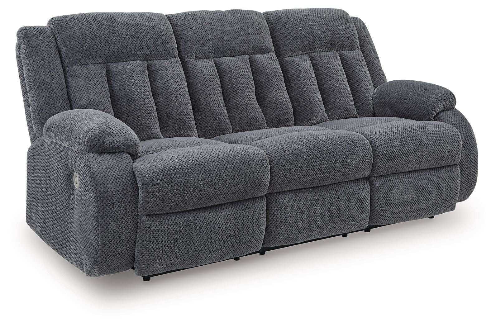 Observation - Reclining Power Sofa With Drop Down Table - Steel - Best Buy Furniture