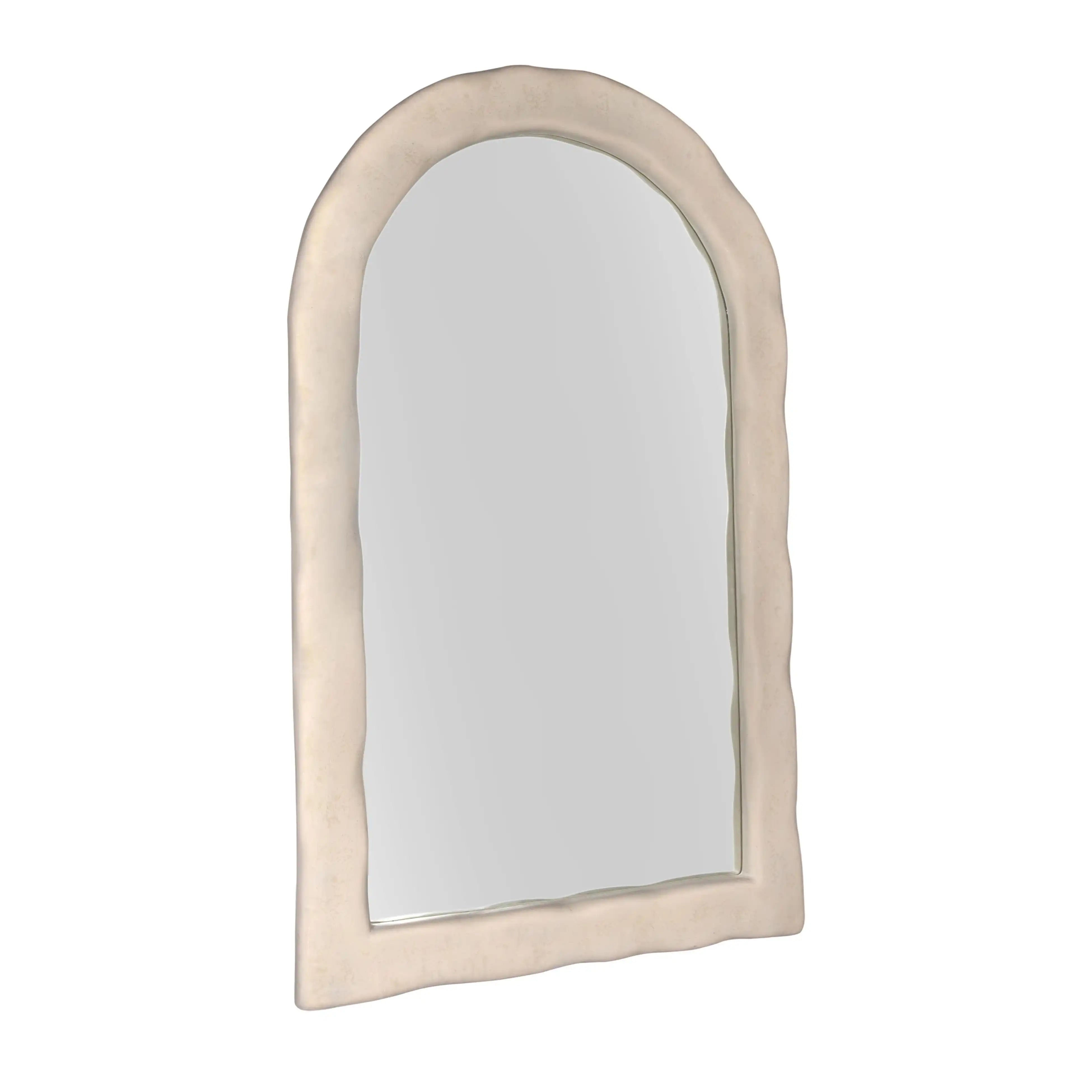 Kaia - Textured Floor Mirror - Cream - Best Buy Furniture