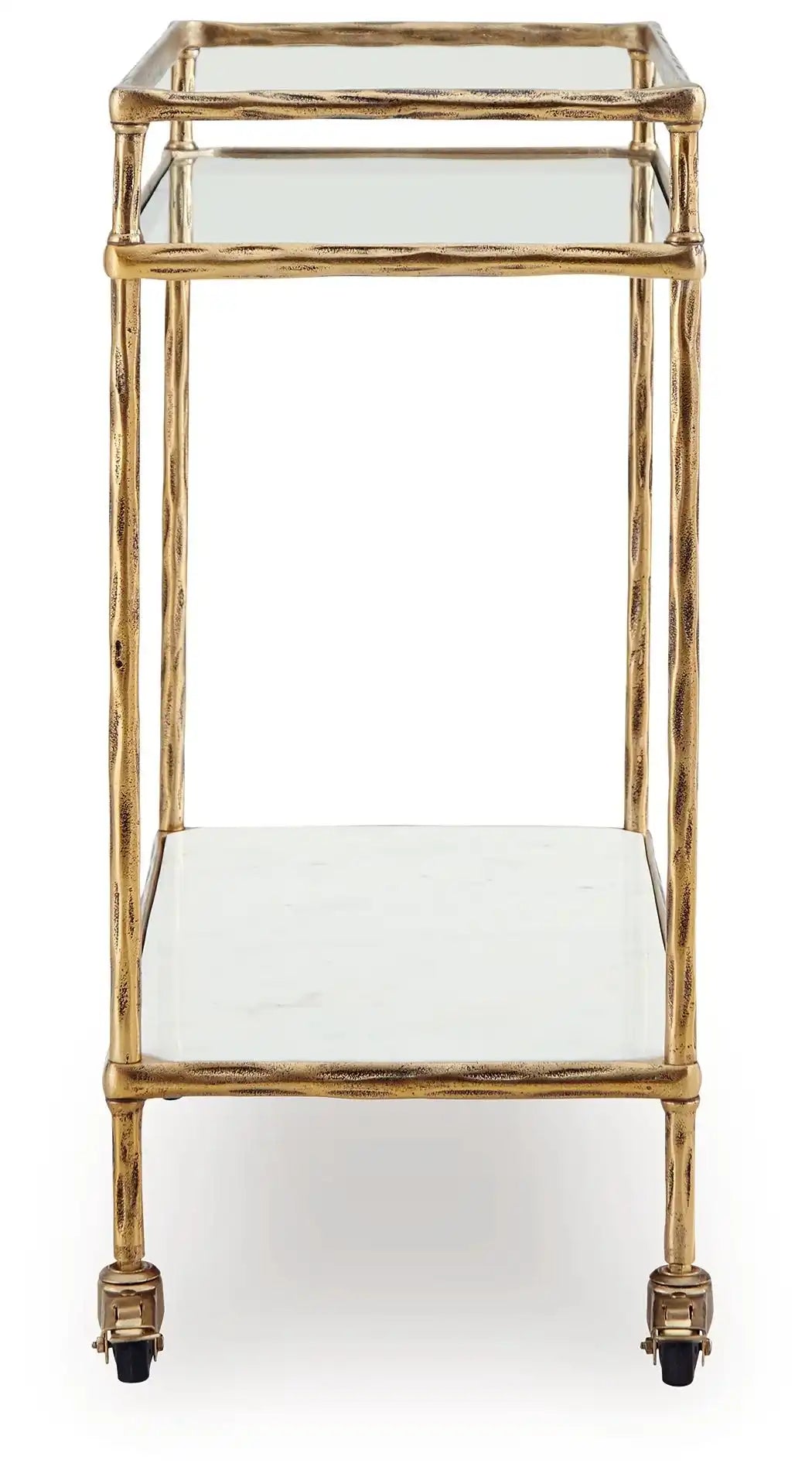 Plattfield - Bar Cart - Antique Gold Finish - Best Buy Furniture