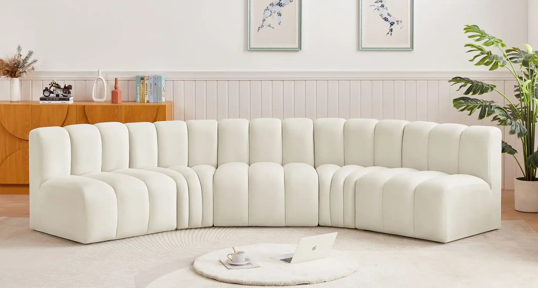 Arc - Velvet 5 Piece U-Shaped Modular Sofa