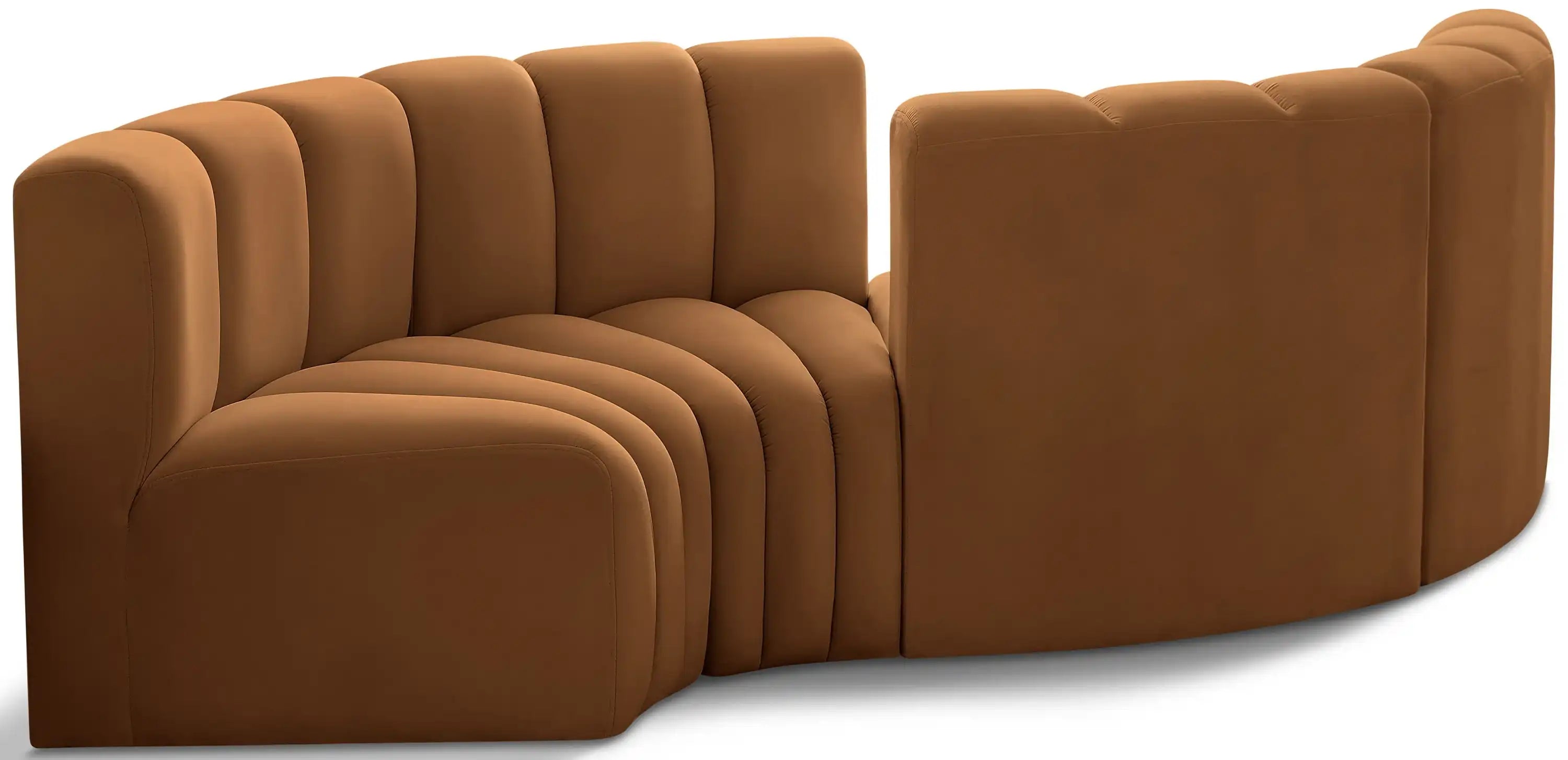 Arc - Velvet 4 Piece Curved Modular Sofa - Saddle - Best Buy Furniture