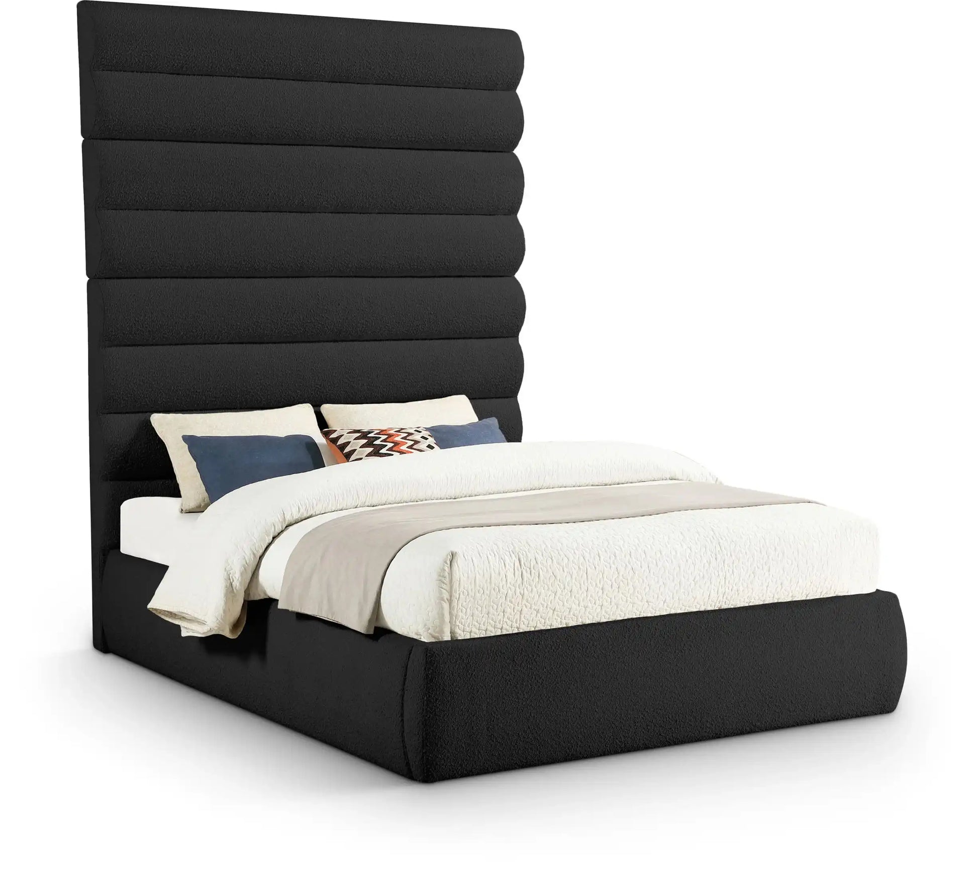 Adam - Boucle Fabric Bed With 89" Headboard - Best Buy Furniture
