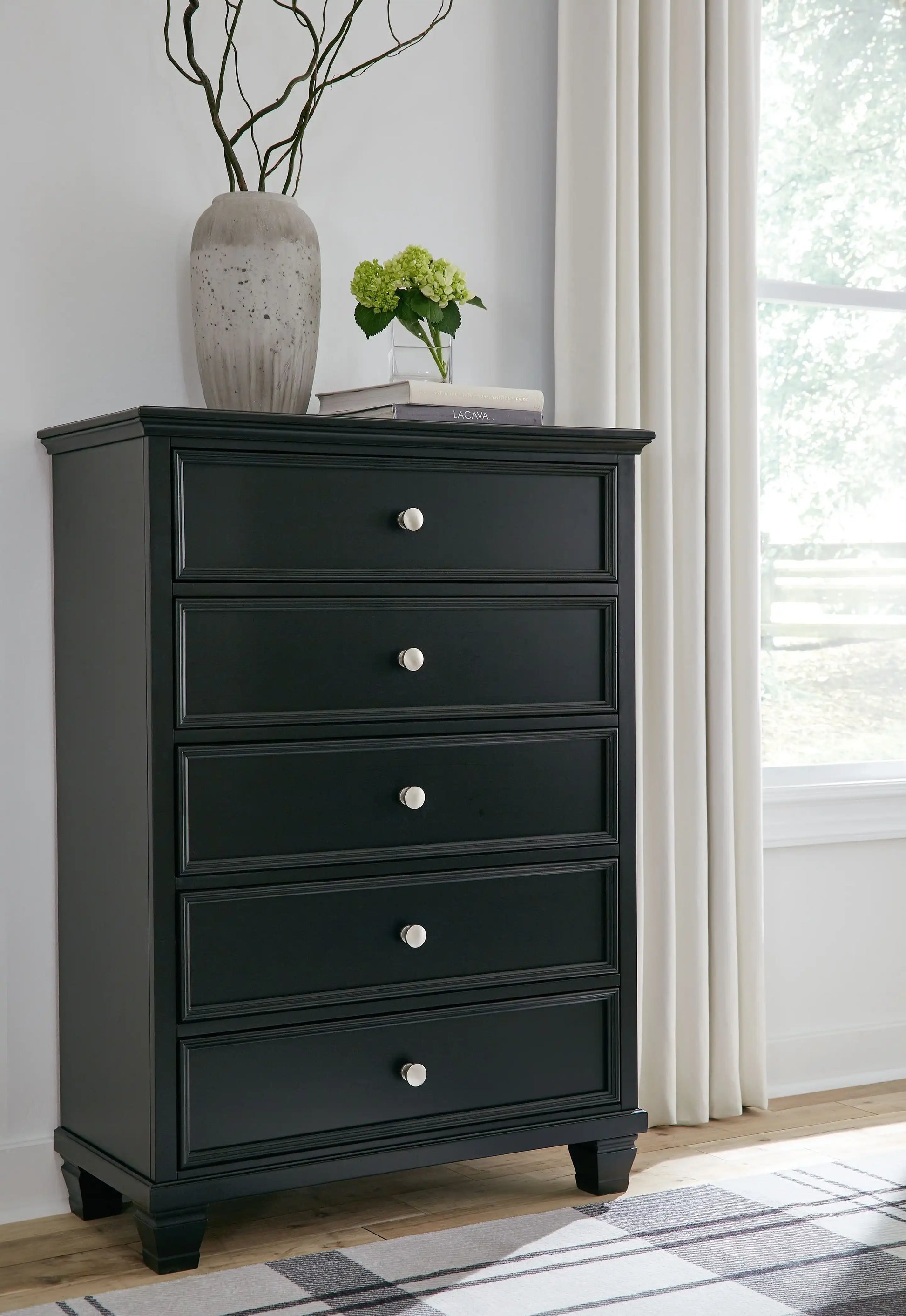 Lanolee - Five Drawer Chest - Black - Best Buy Furniture
