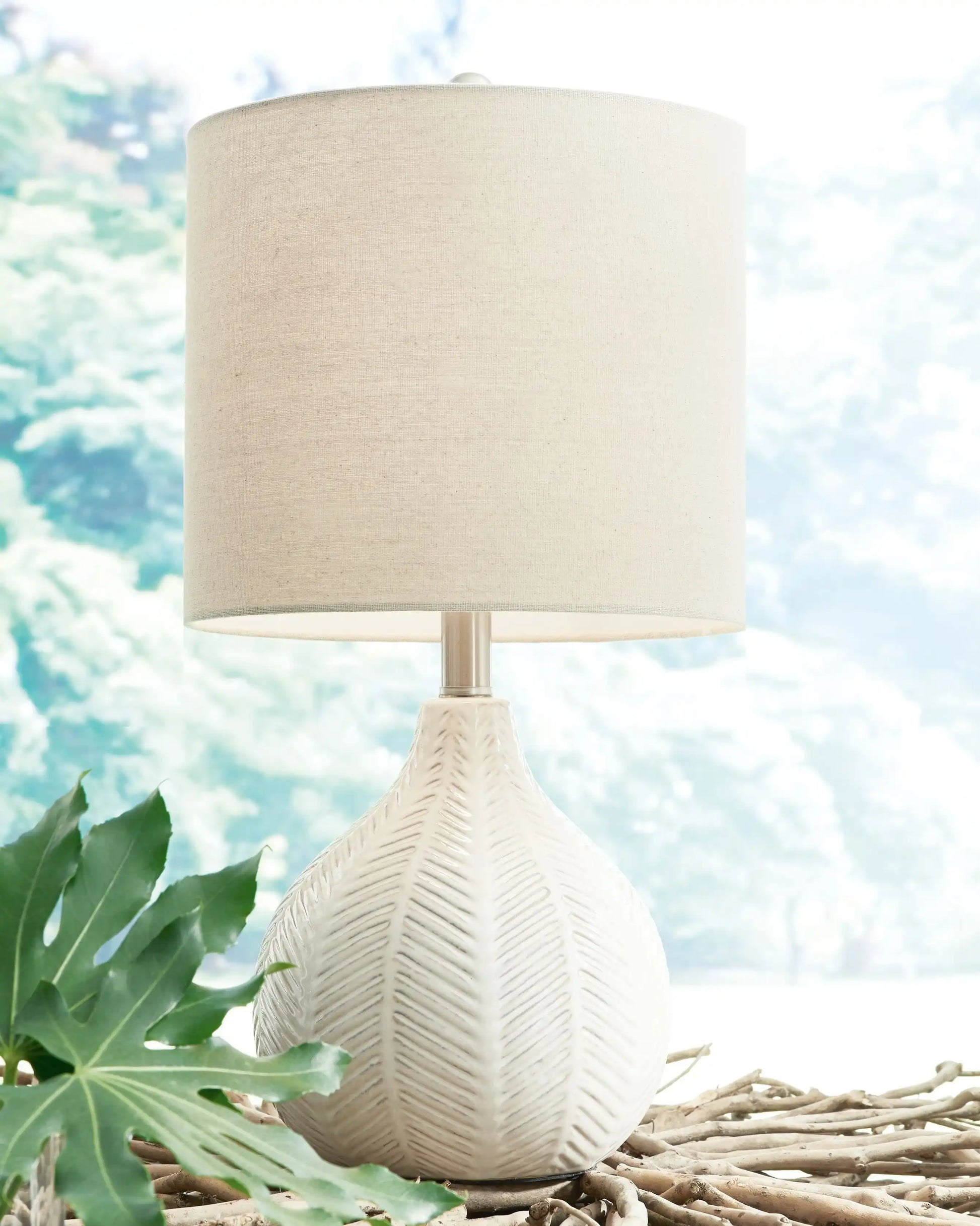 Rainermen - Ceramic Table Lamp - Off White - Best Buy Furniture
