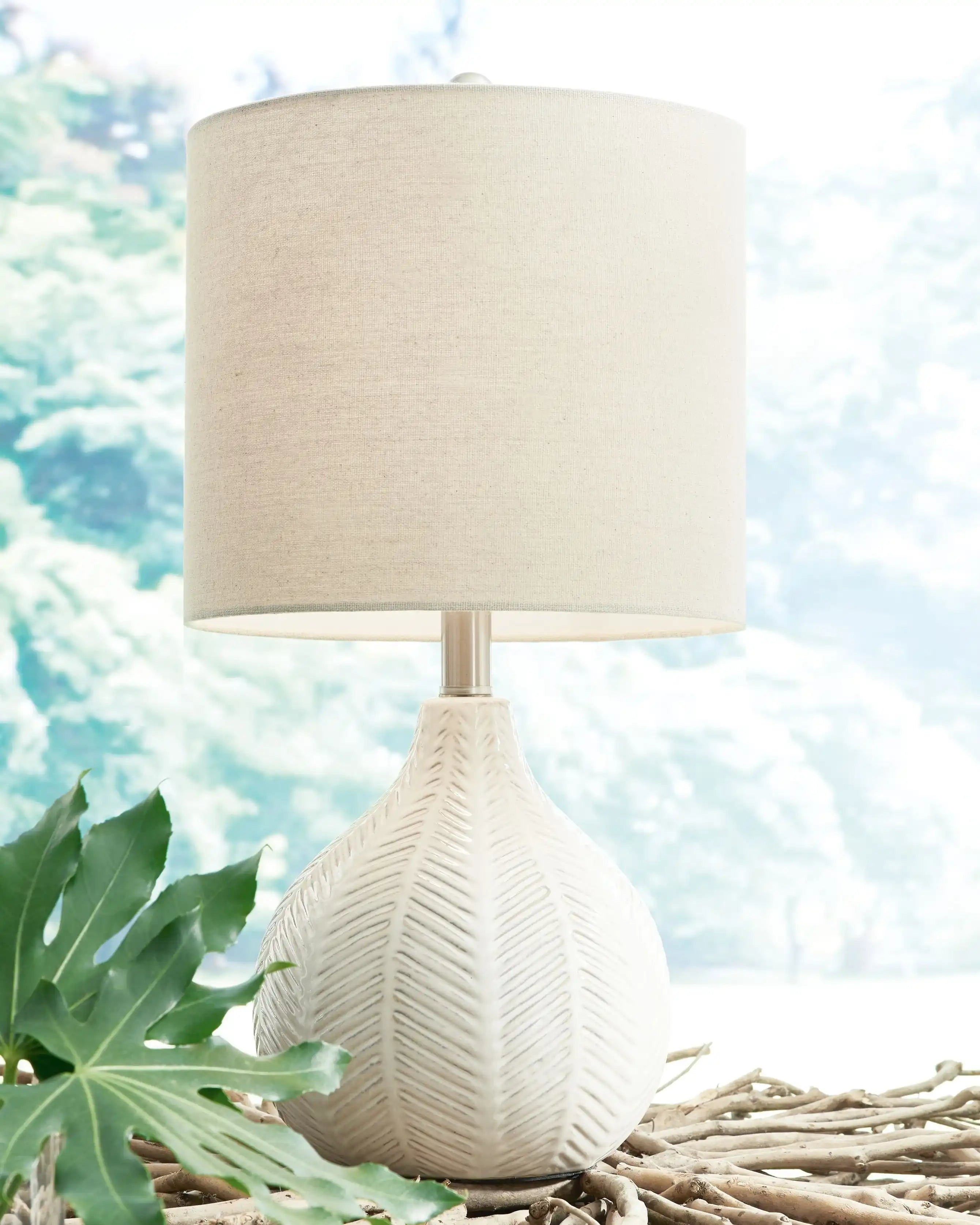 Rainermen - Ceramic Table Lamp - Off White - Best Buy Furniture