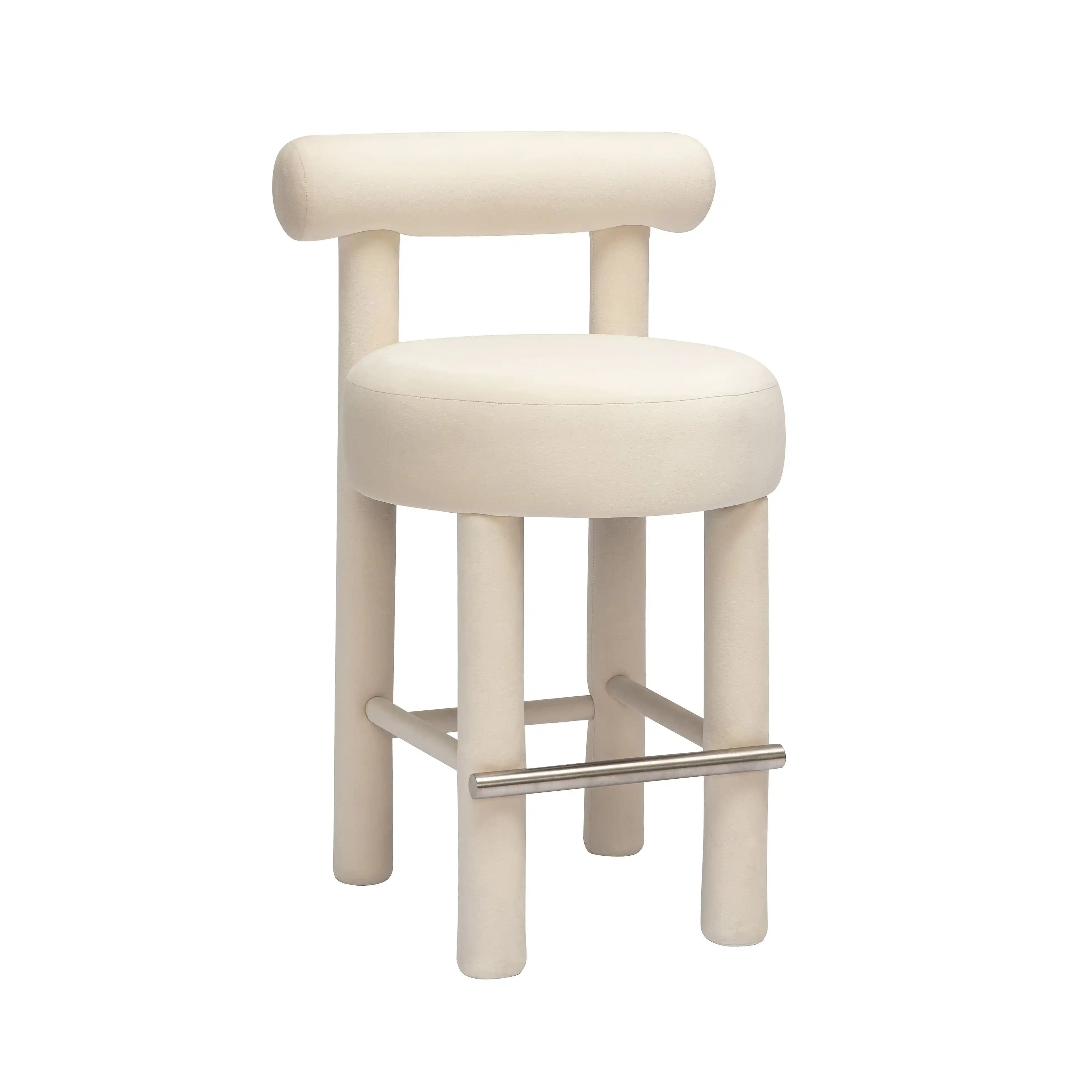 Carmel - Velvet Counter Stool - Cream - Best Buy Furniture