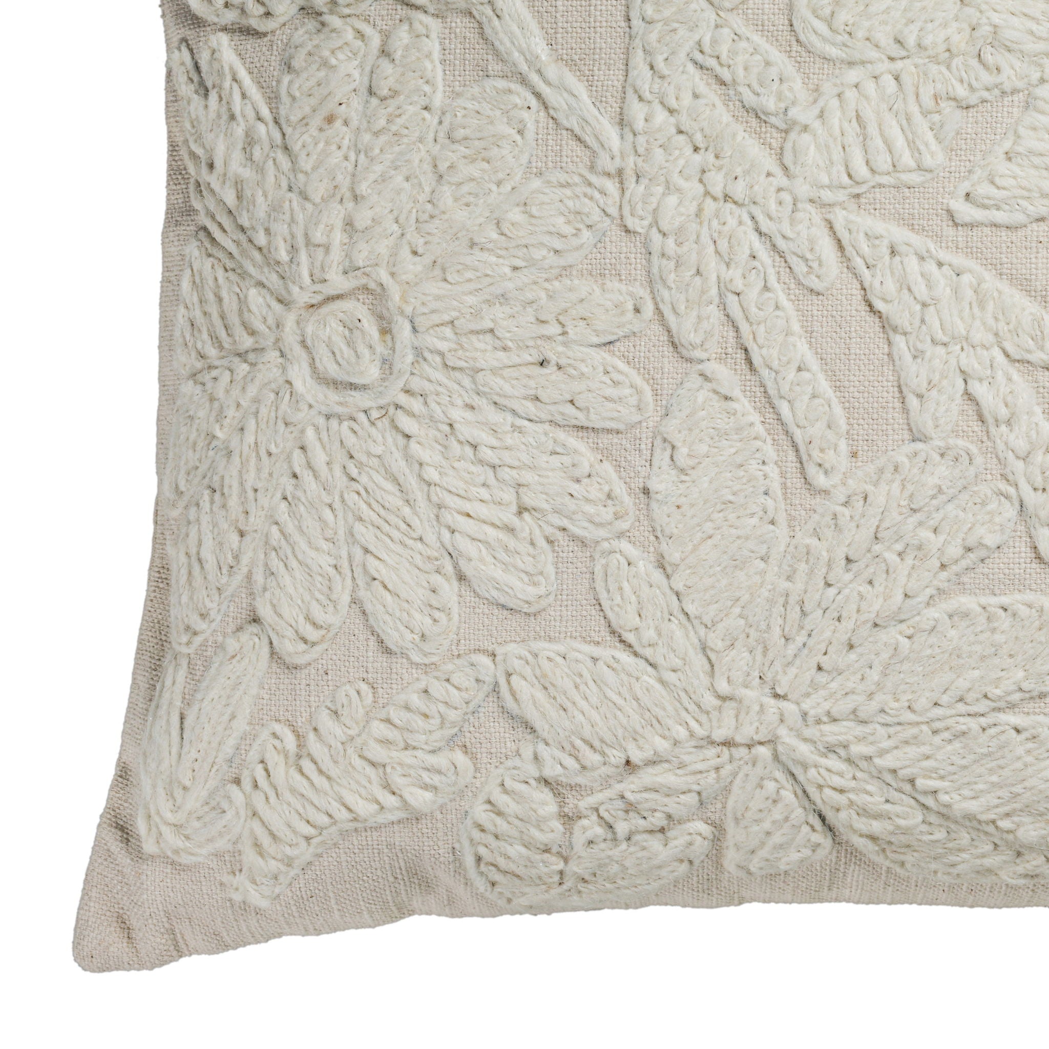 Tabitha - 20" Square Embroidered Throw Pillow - (Cover) - Cream