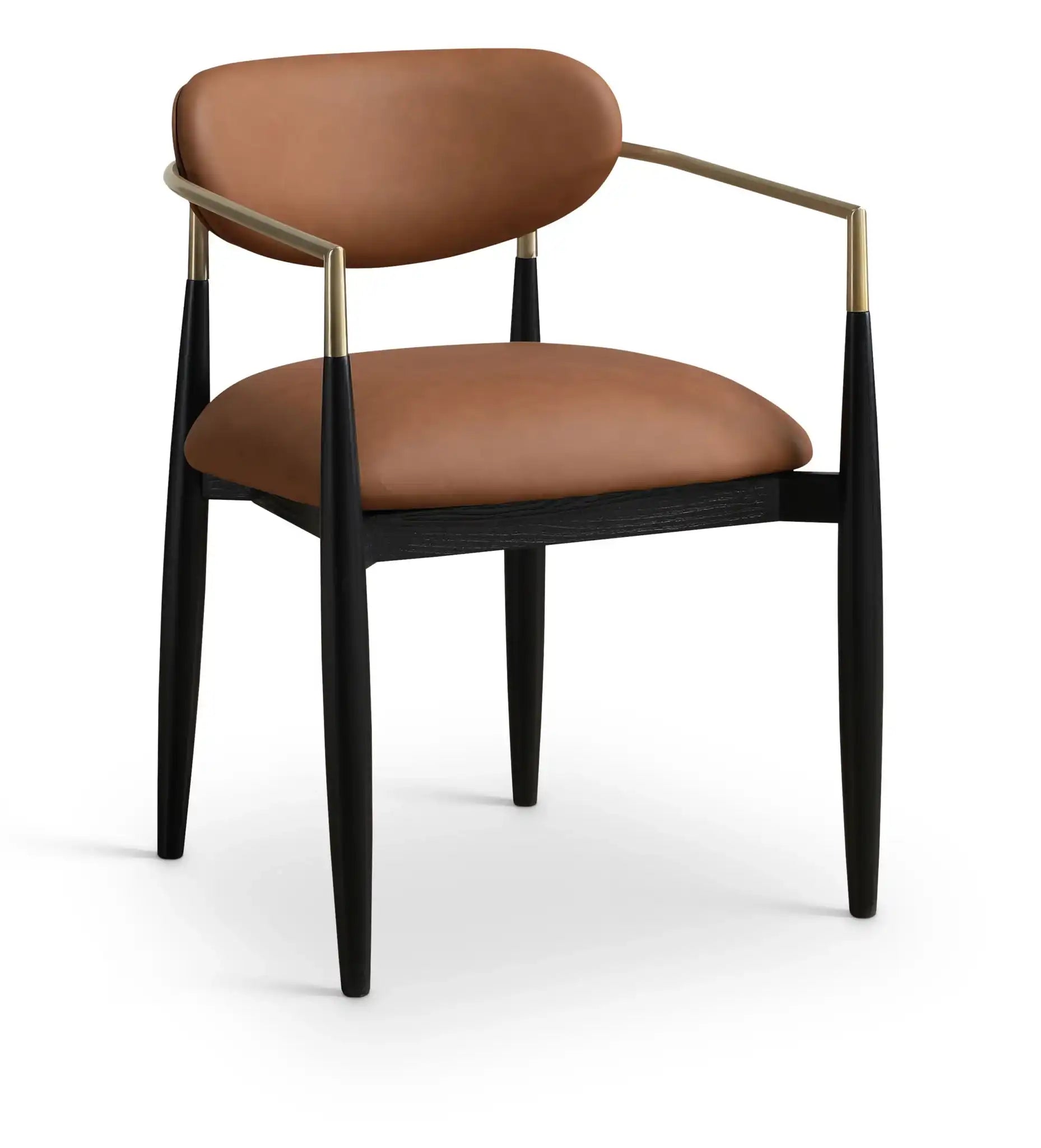 Riccio - Faux Leather Dining Arm Chair (Set of 2) - Black And Gold Frame - Best Buy Furniture