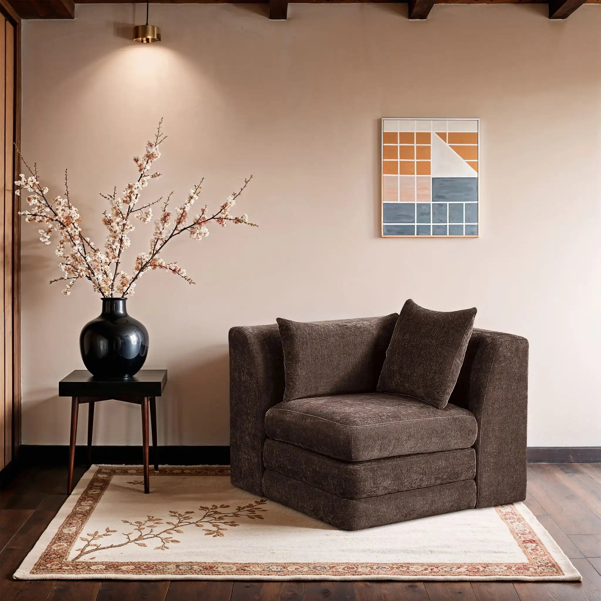 Stellar - Chenille Fabric Upholstered Modular Corner Chair