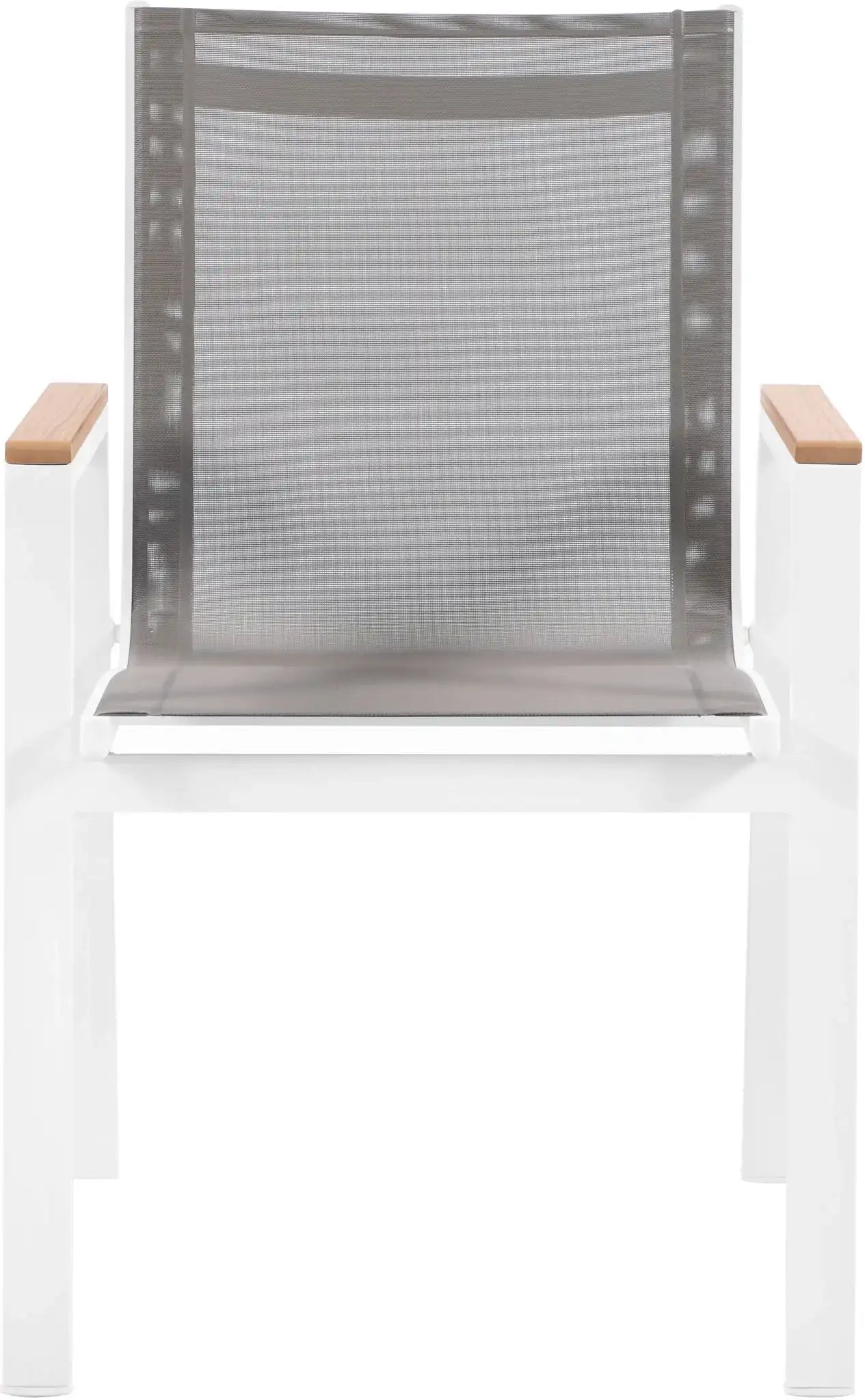 Nizuc - Outdoor Patio Dining Arm Chair With White Frame And Natural Arms (Set of 2)