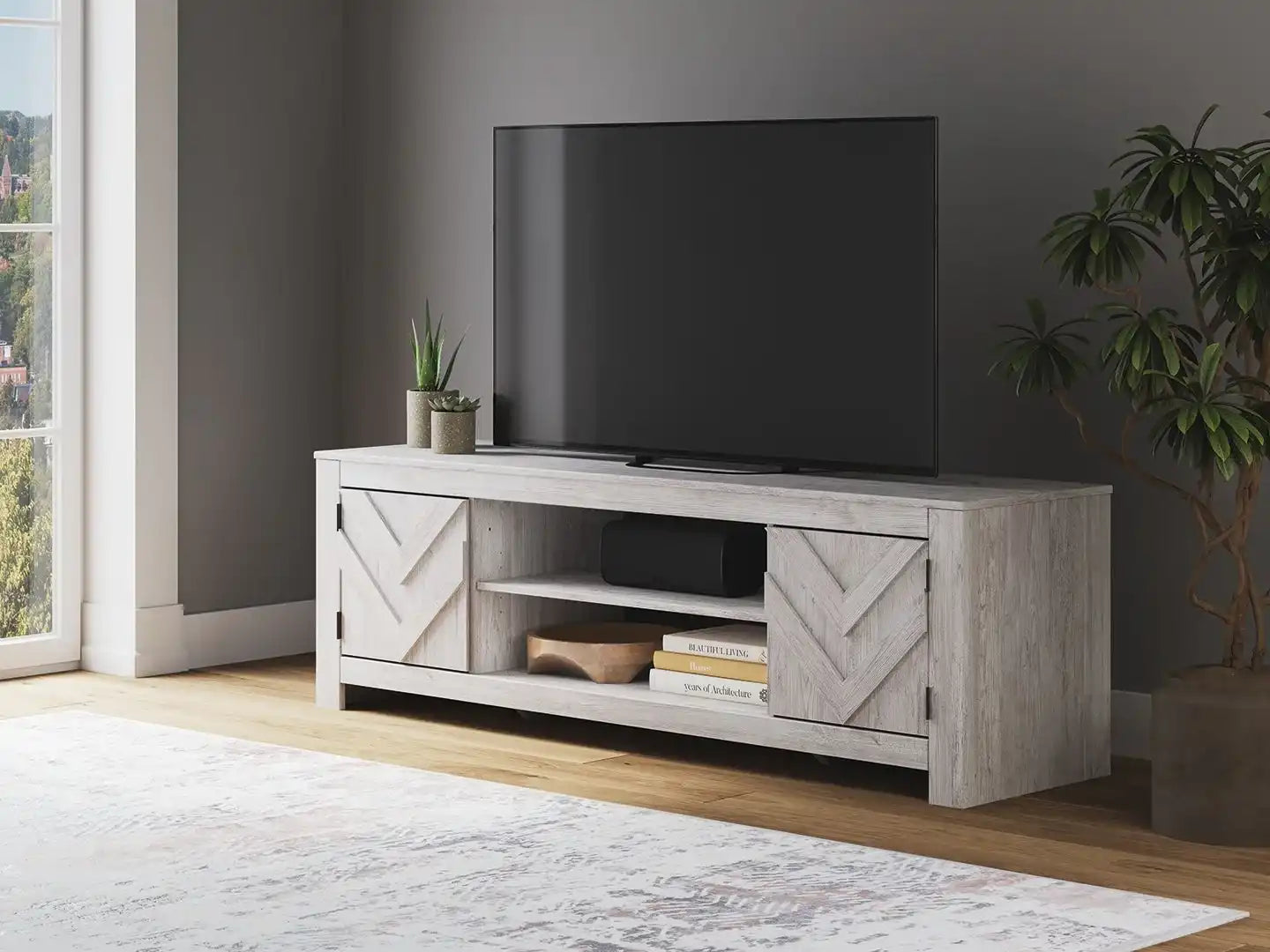 Cayboni - LG TV Stand With Fireplace Option - Best Buy Furniture