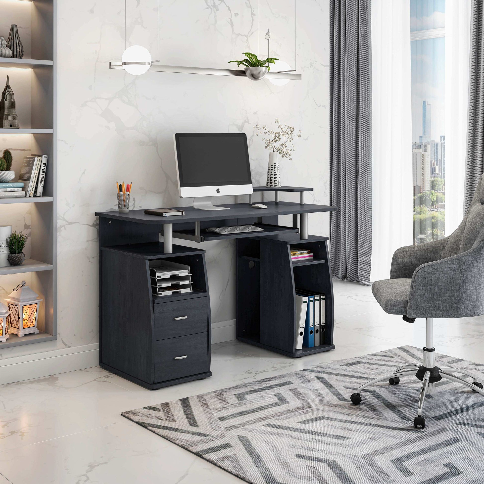 Techni Mobili Complete Computer Workstation Desk With Storage, Espresso - Best Buy Furniture