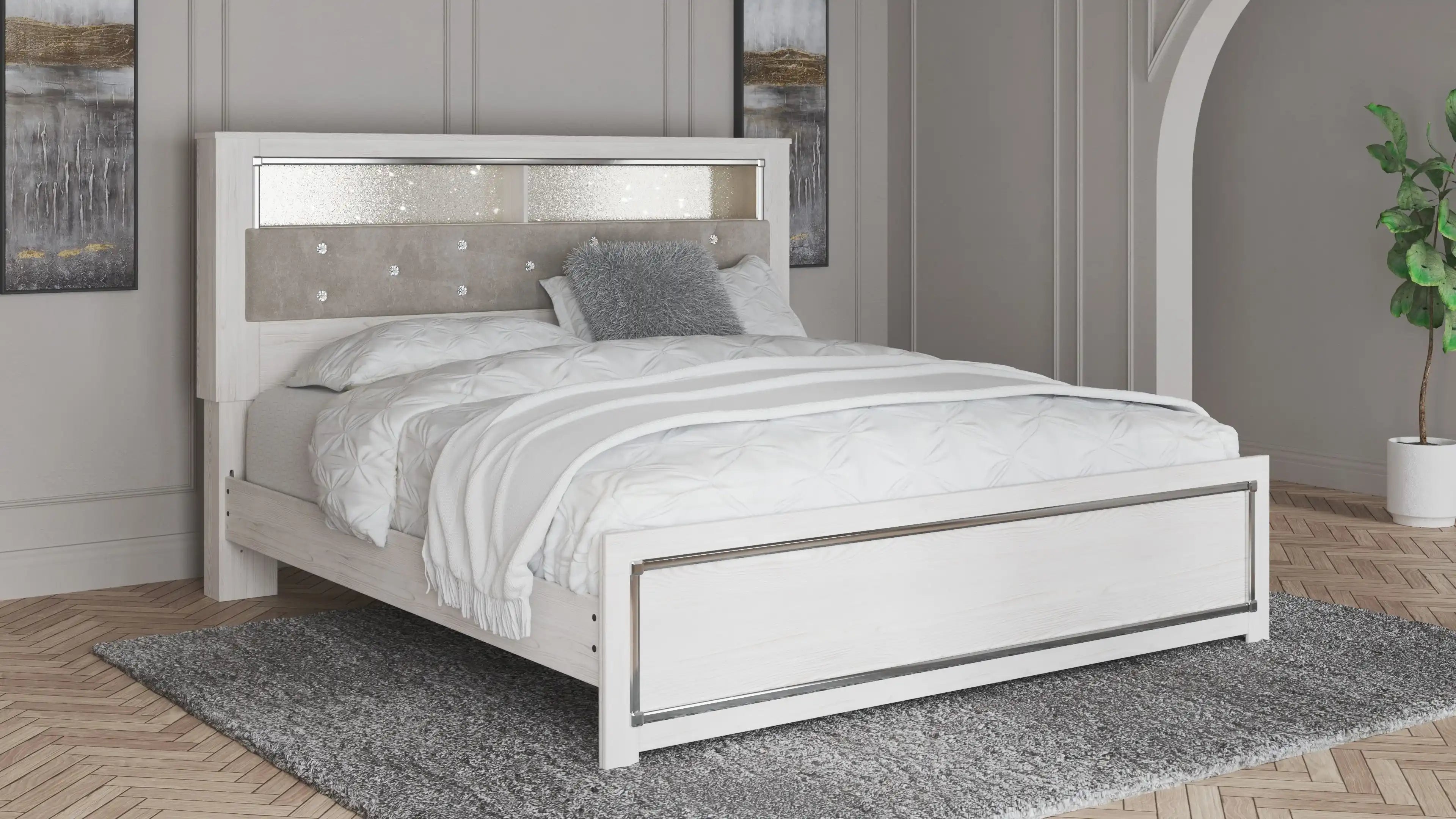 Altyra - King Bookcase Panel Bed - White - Best Buy Furniture