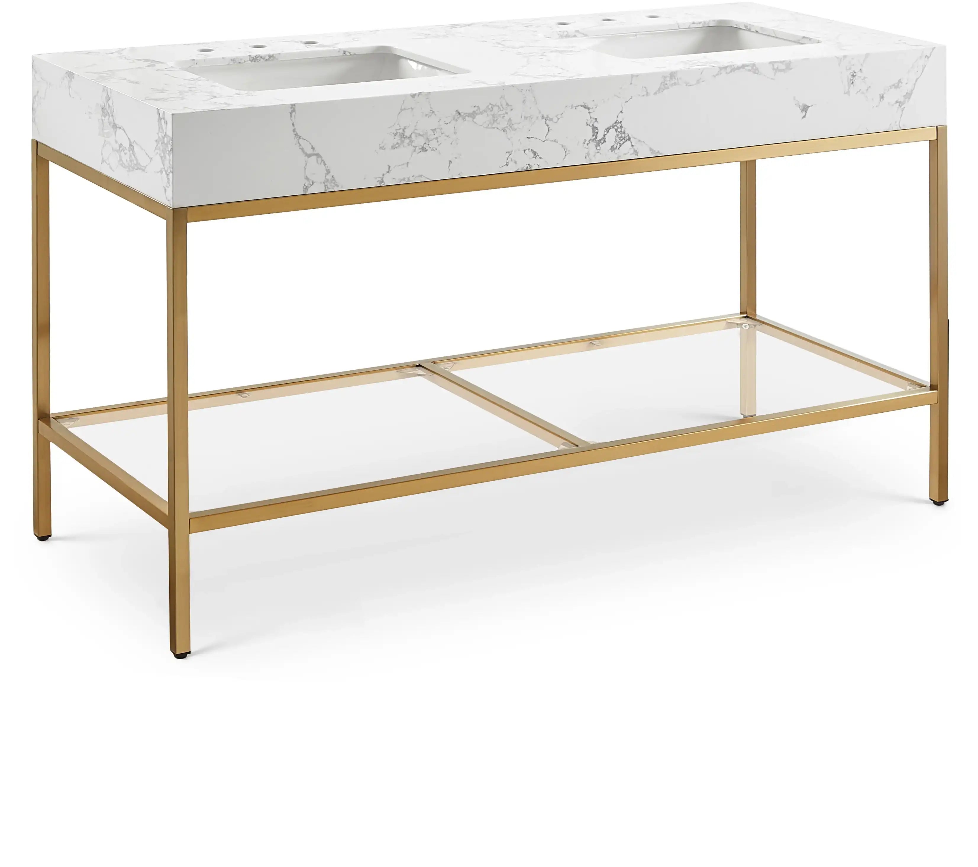 Marmo - Engineered Marble Bathroom Vanity With Gold Base - Best Buy Furniture