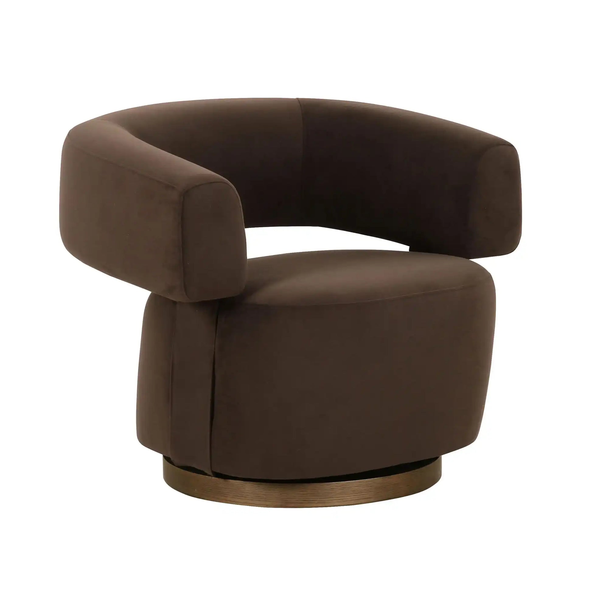 River - Performance Velvet Swivel Accent Chair - Chocolate Brown - Best Buy Furniture