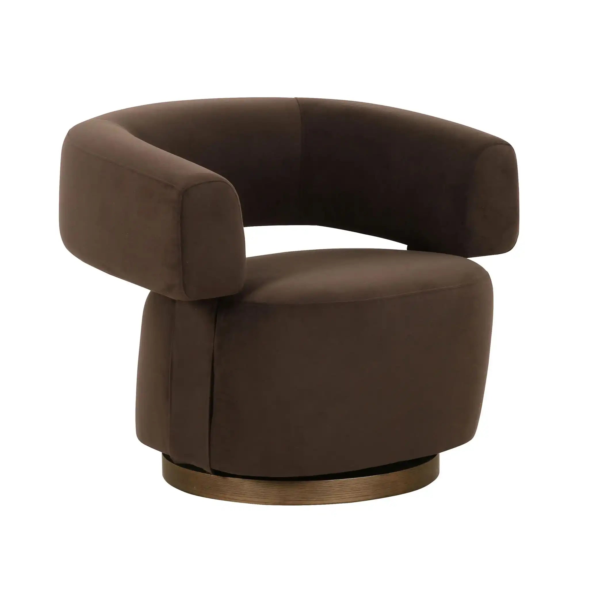 River - Performance Velvet Swivel Accent Chair - Chocolate Brown - Best Buy Furniture
