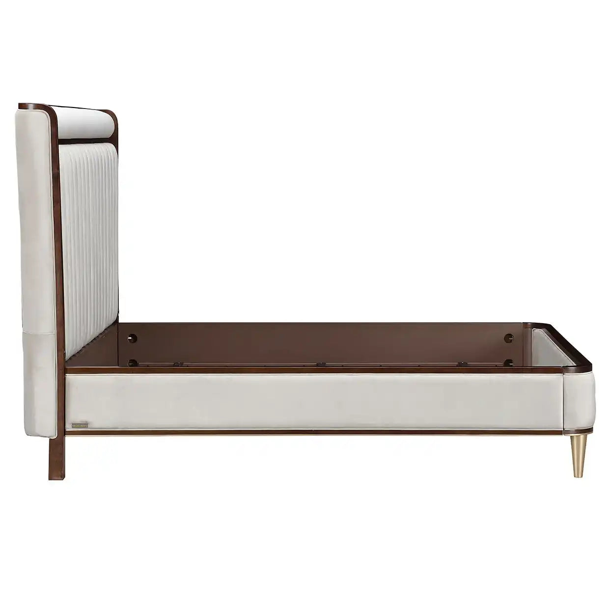 Houston - Eastern King Channel Tufted Panel Bed - Porcini / Walnut - Best Buy Furniture