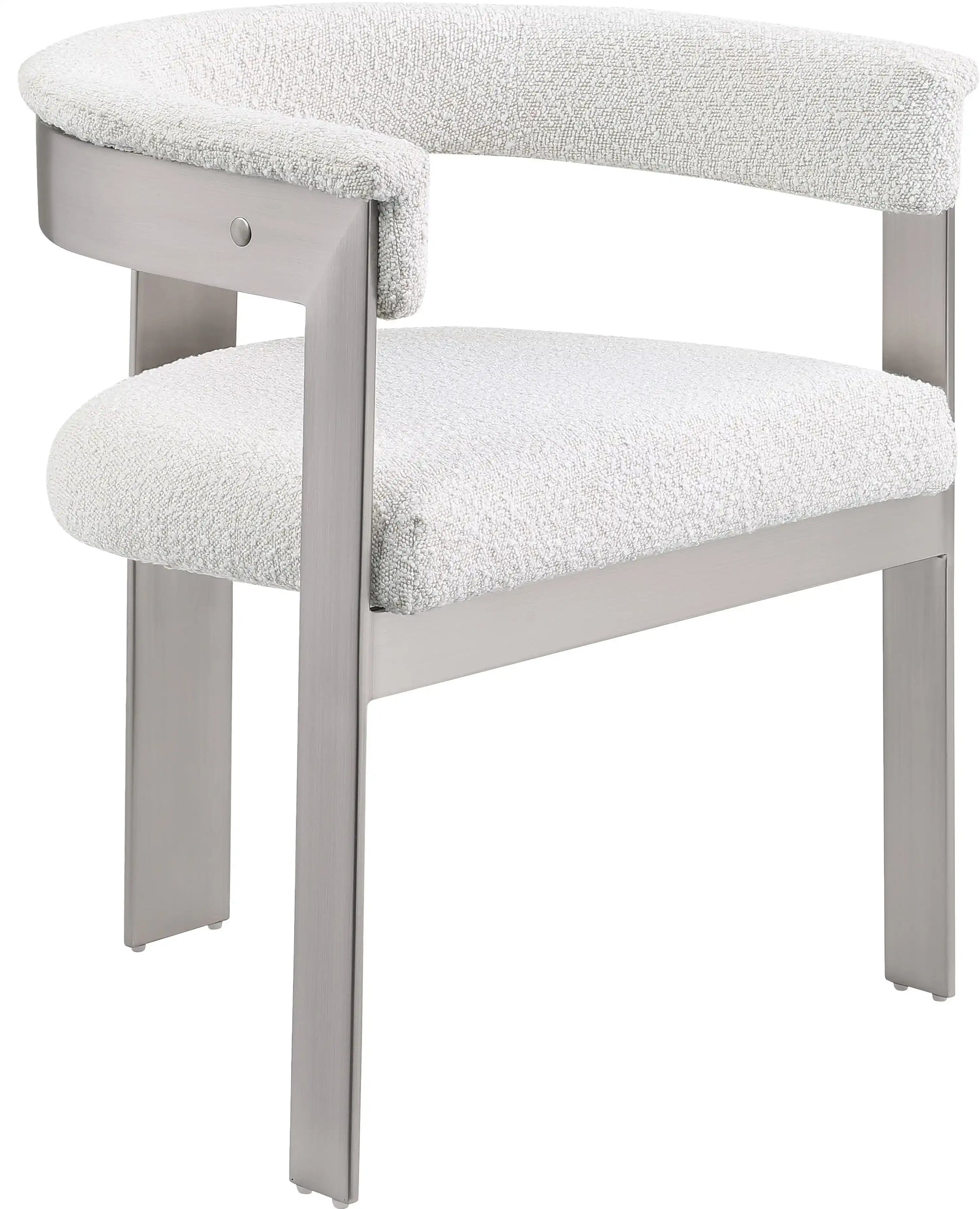 Romeo - Boucle Dining Chair With Silver Base (Set of 2) - Best Buy Furniture
