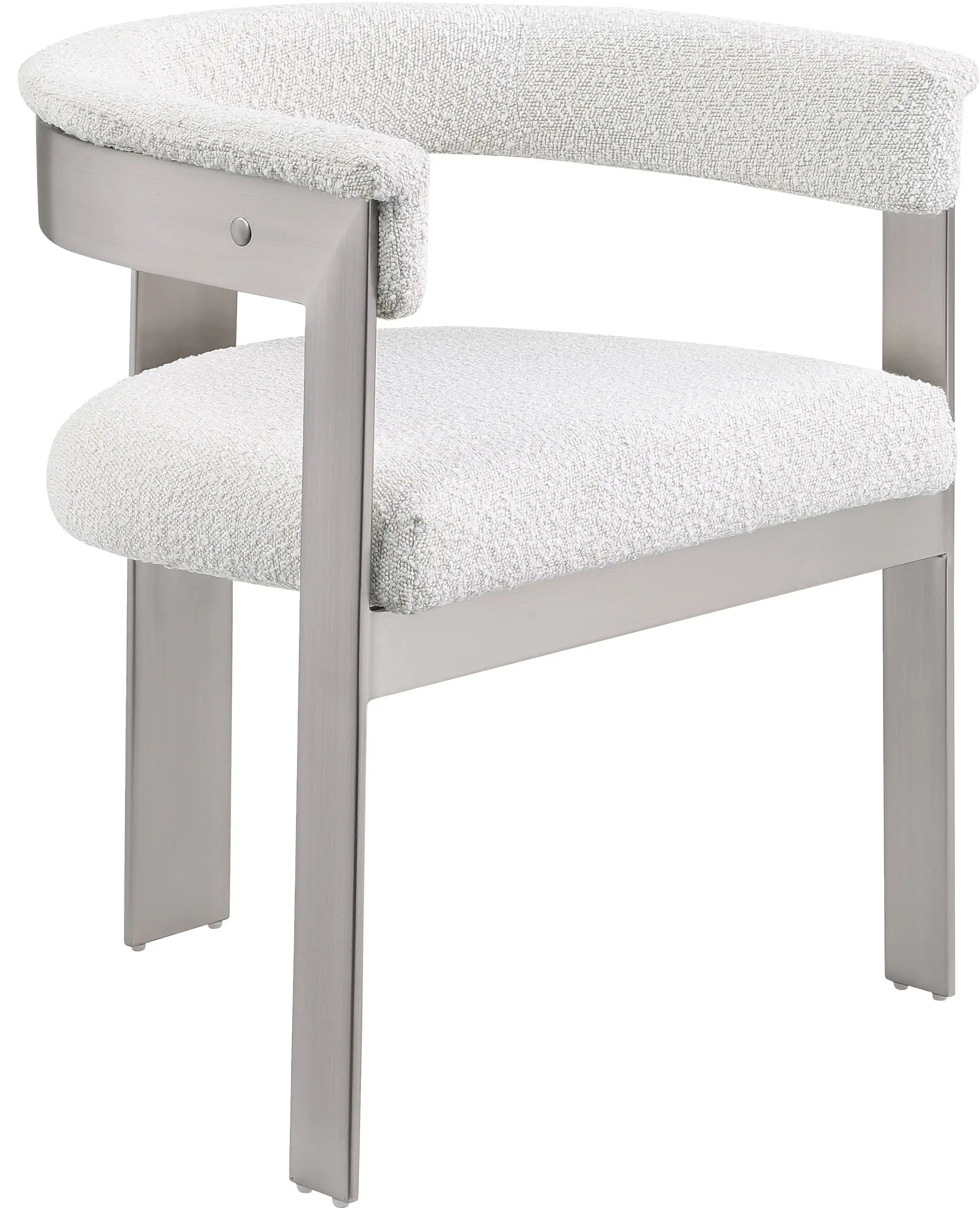 Romeo - Boucle Dining Chair With Silver Base (Set of 2) - Best Buy Furniture