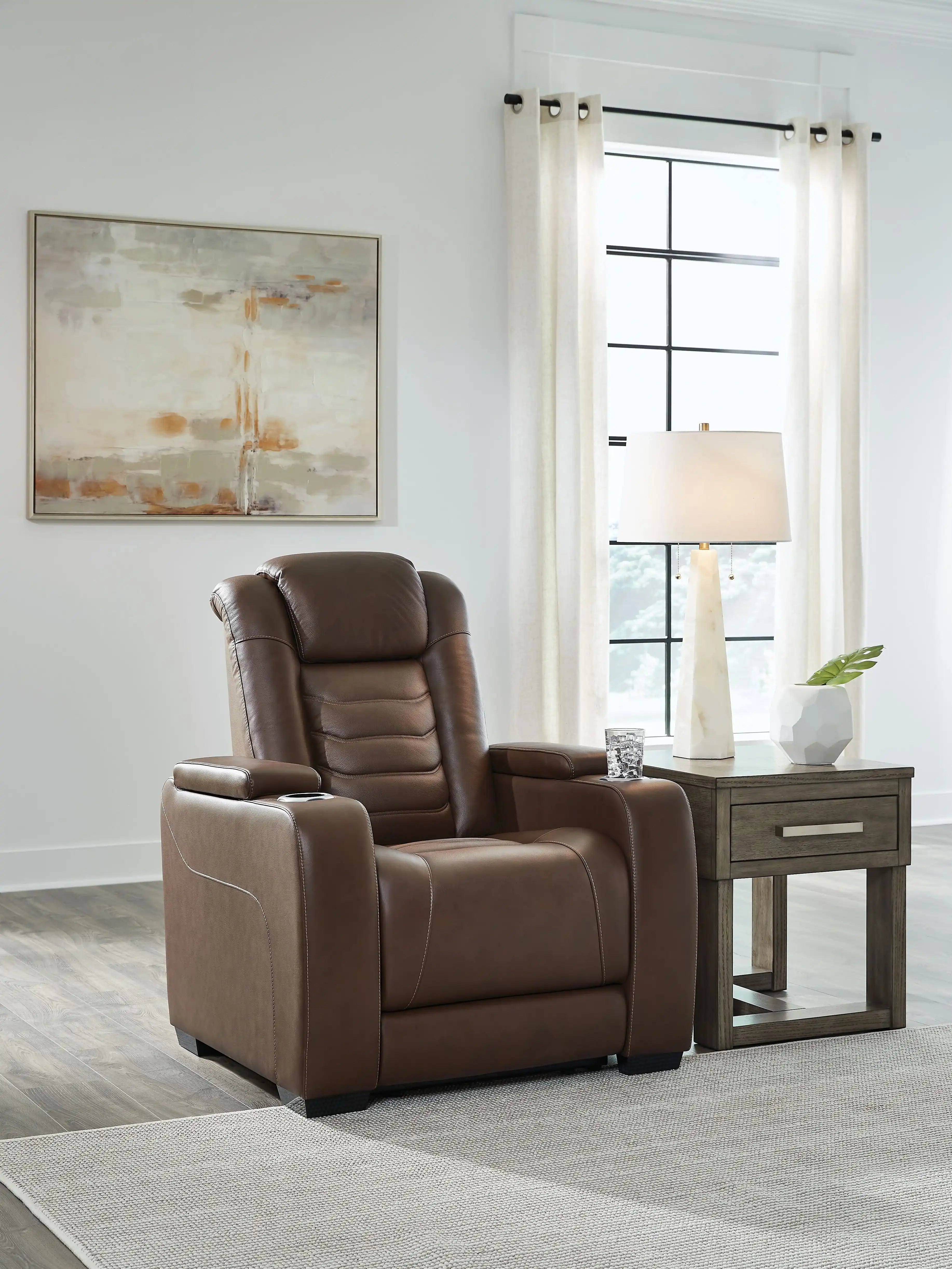 High Impact - Power Recliner / Adj Headrest - Tobacco - Best Buy Furniture