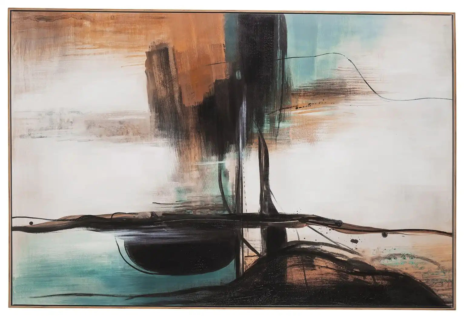 Brunonia - Wall Art - Teal / Orange / Black - Best Buy Furniture