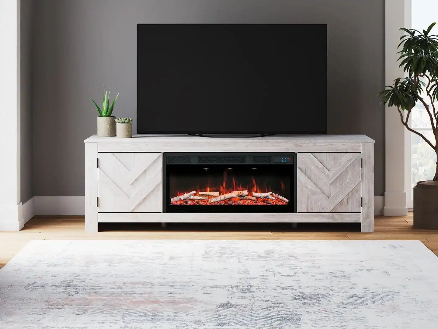 Cayboni - LG TV Stand With Fireplace Option - Best Buy Furniture