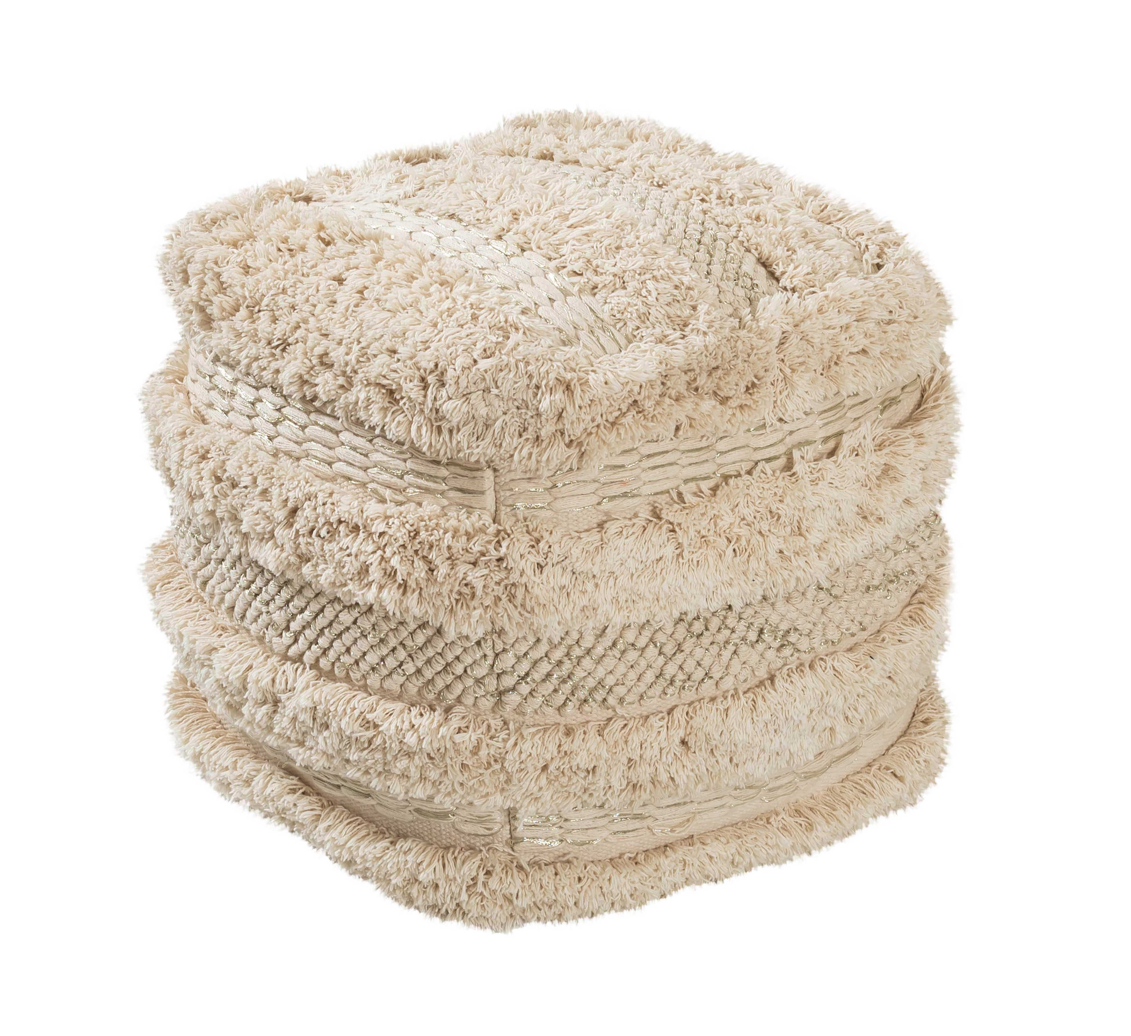 Yorba - Cotton Pouf - Beige - Best Buy Furniture